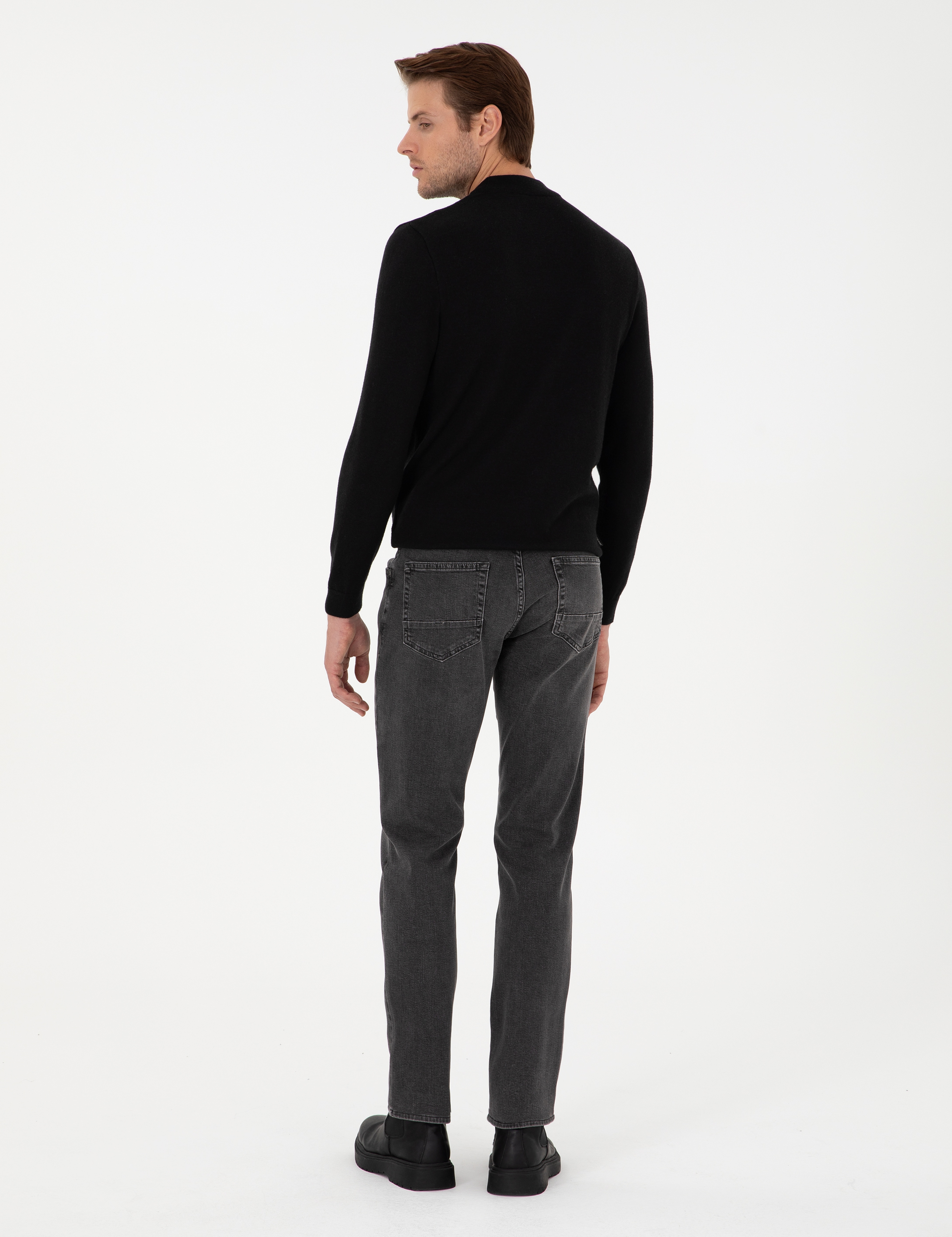 Antrasit Straight Fit Jean Pantolon - Image 4