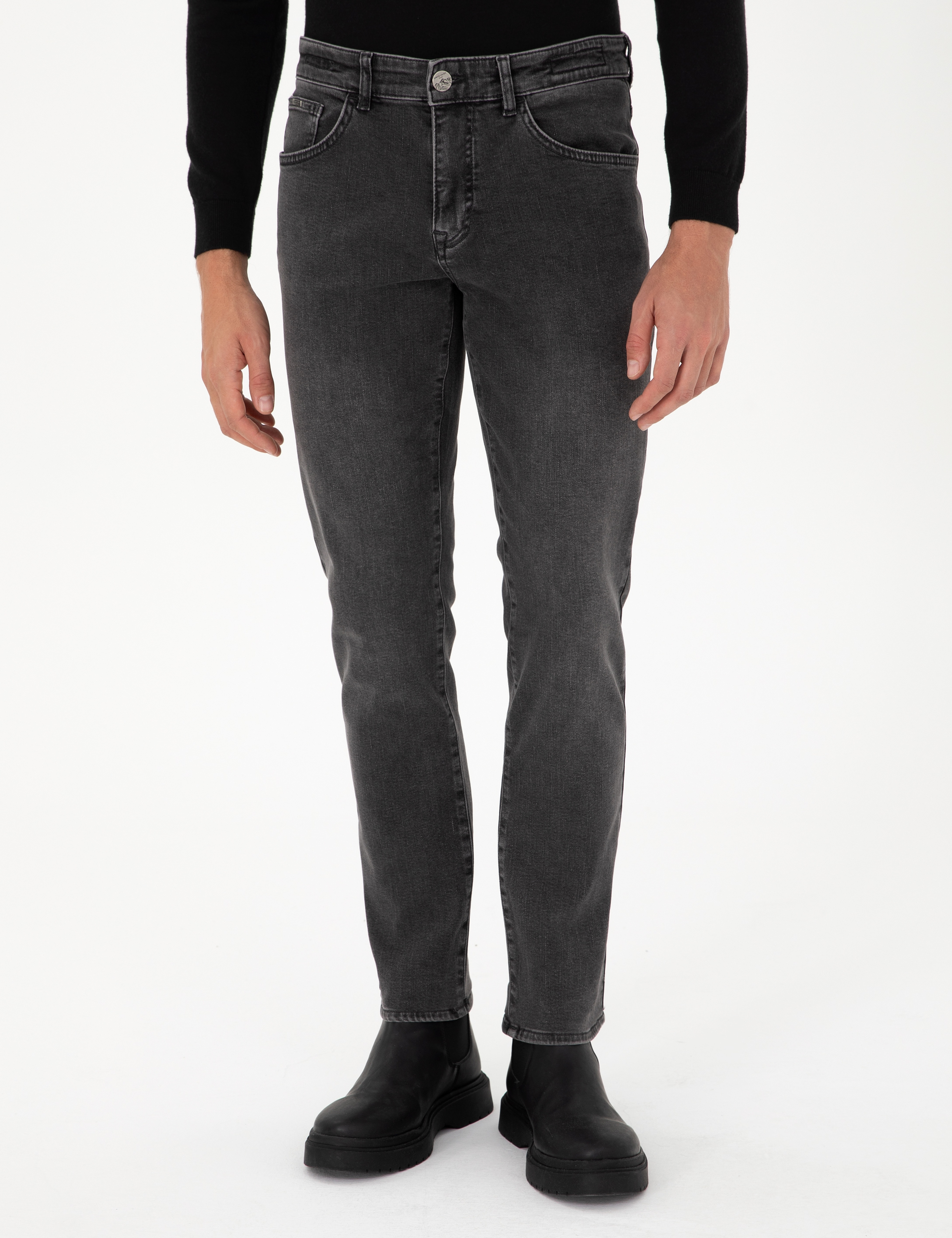 Antrasit Straight Fit Jean Pantolon - Image 2