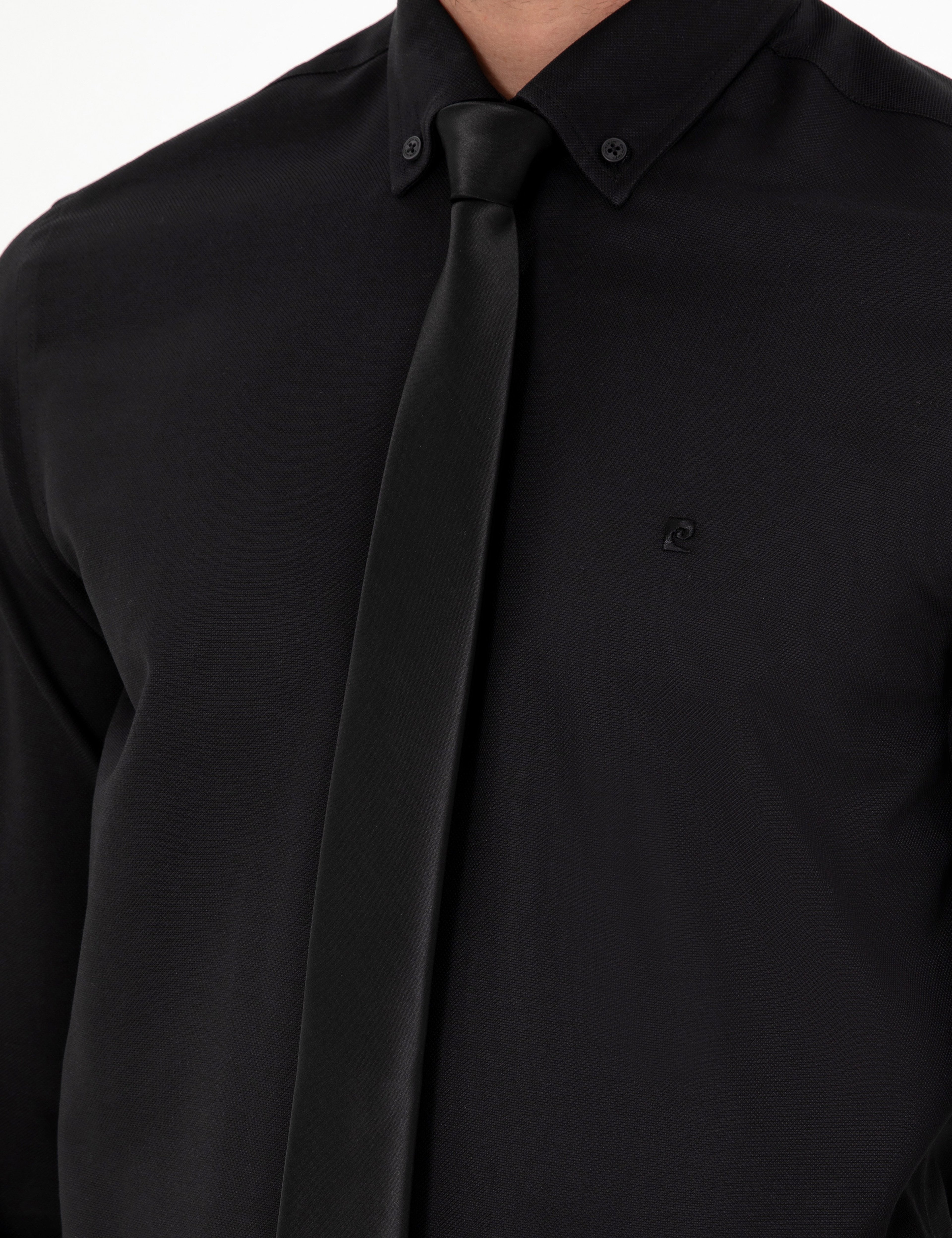Siyah Slim Fit Uzun Kollu Gömlek - Image 7