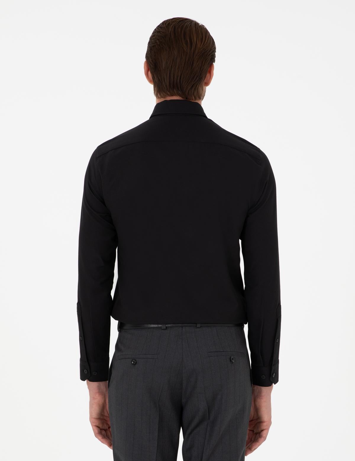 Siyah Slim Fit Uzun Kollu Gömlek - 50297998008
