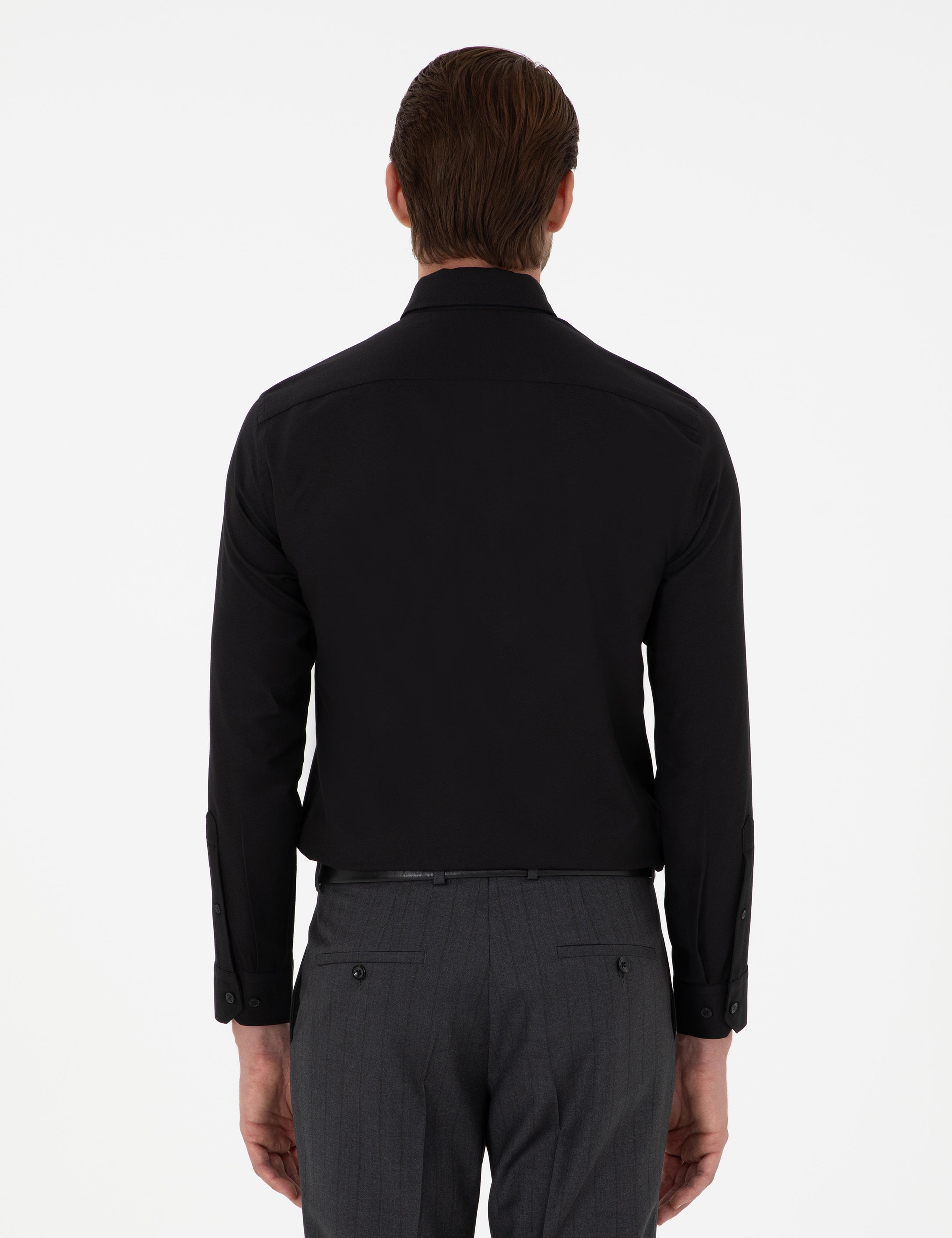 Siyah Slim Fit Uzun Kollu Gömlek