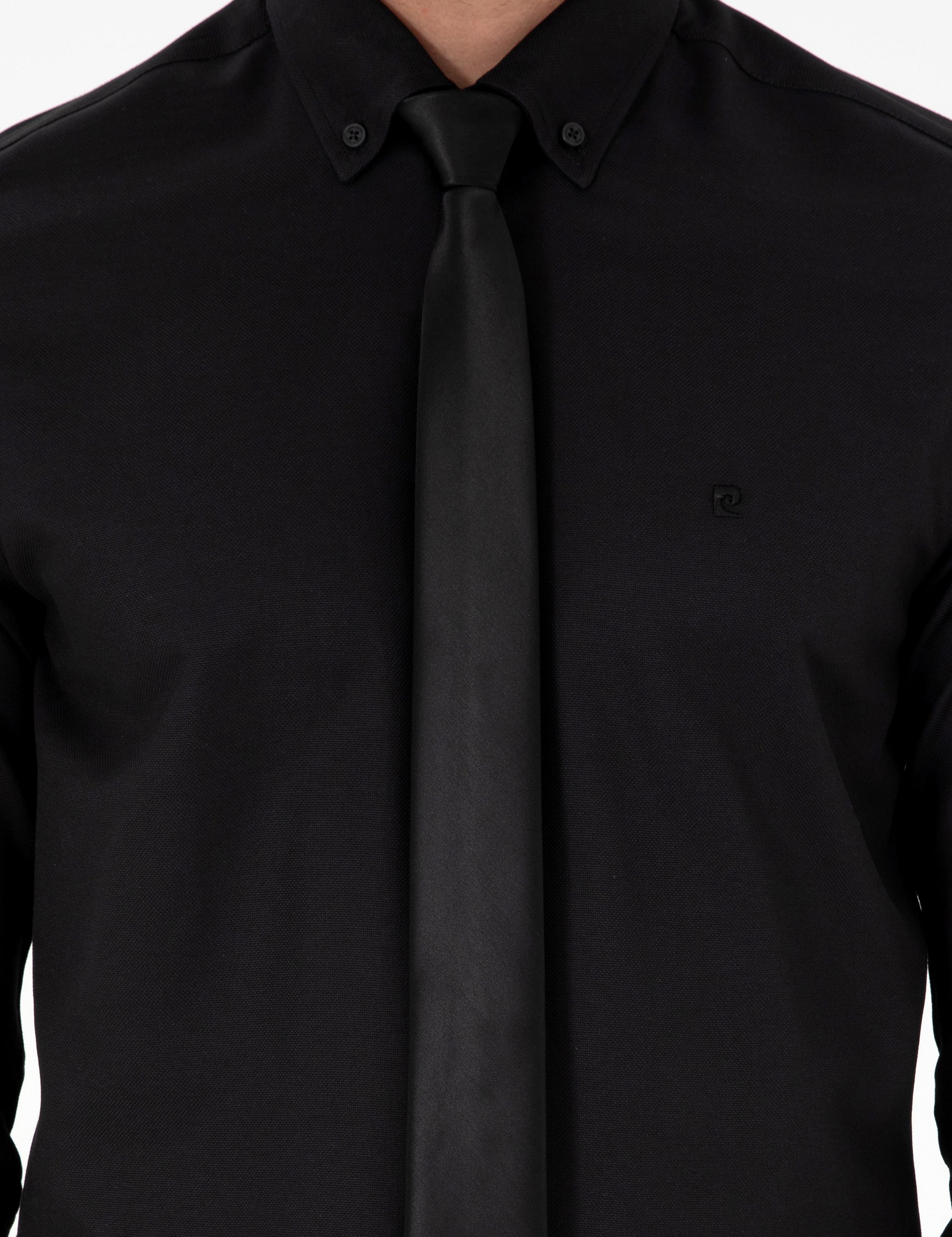 Siyah Slim Fit Uzun Kollu Gömlek