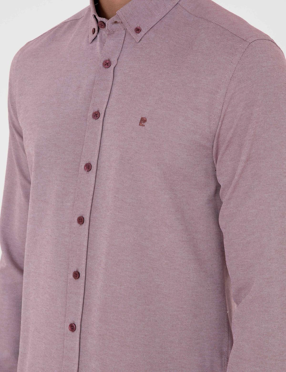 Bordo Slim Fit Uzun Kollu Gömlek - 50297998044