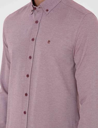 Bordo Slim Fit Uzun Kollu Gömlek