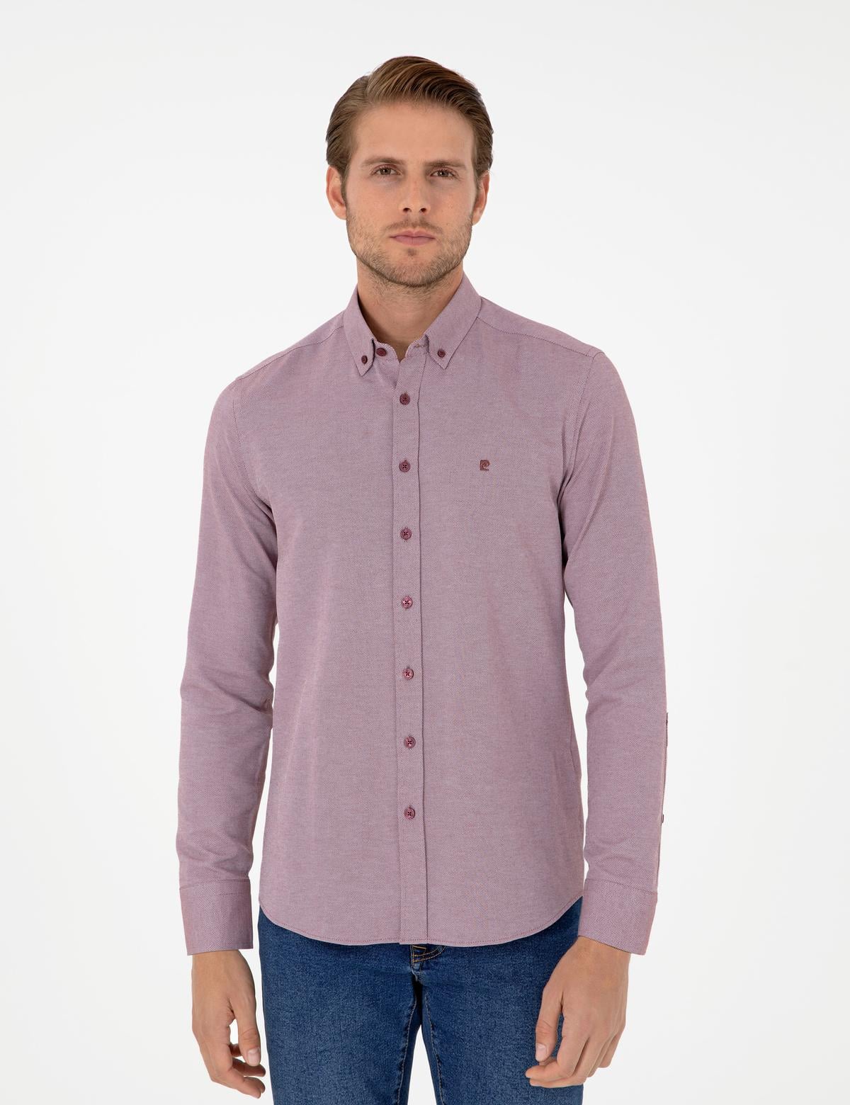 Bordo Slim Fit Uzun Kollu Gömlek - 50297998044