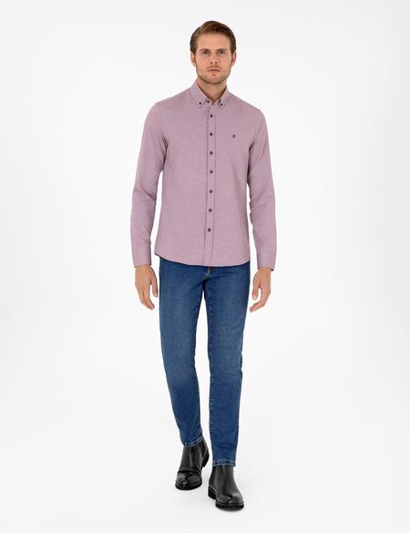 Bordo Slim Fit Uzun Kollu Gömlek - 50297998044