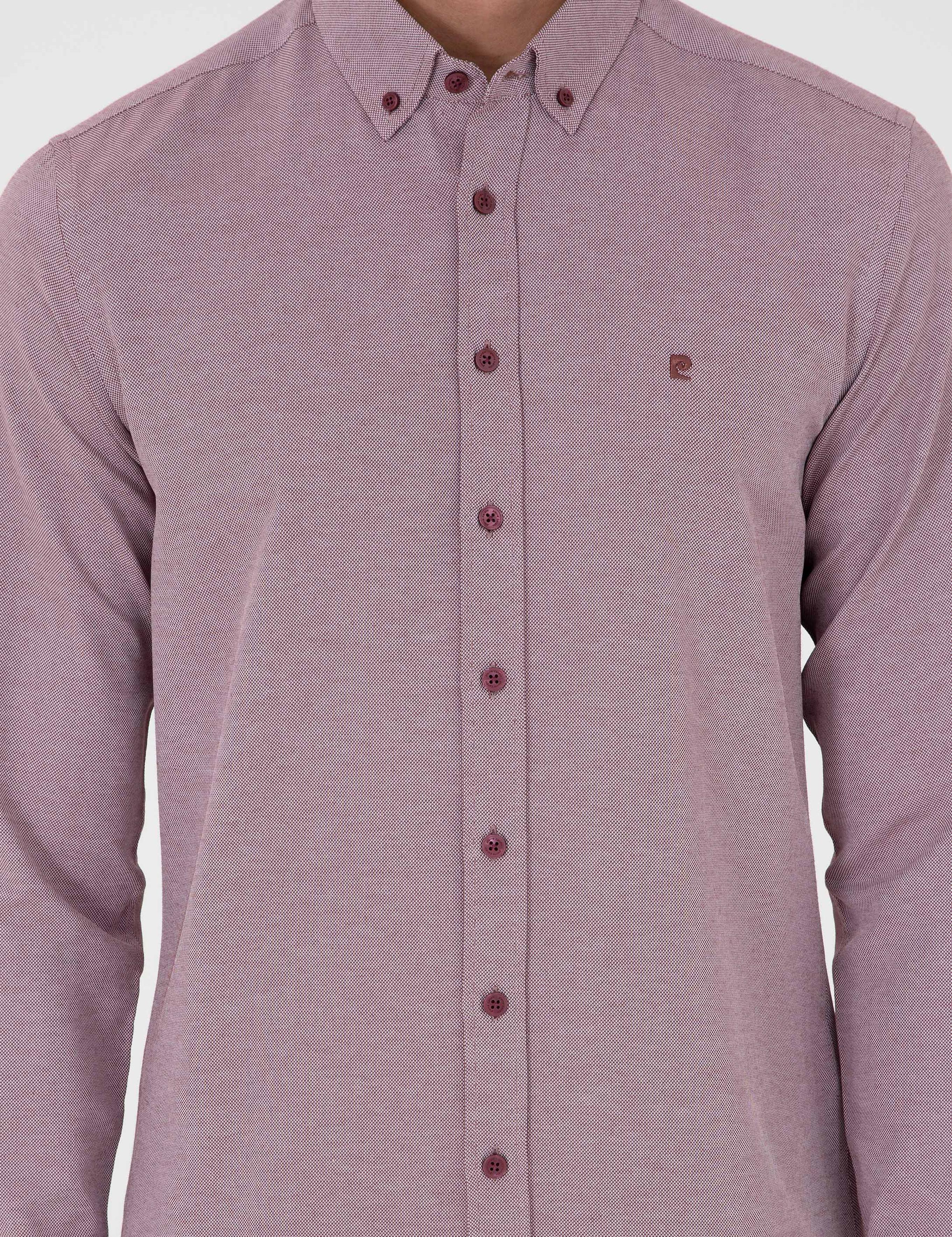 Bordo Slim Fit Uzun Kollu Gömlek