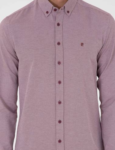 Bordo Slim Fit Uzun Kollu Gömlek