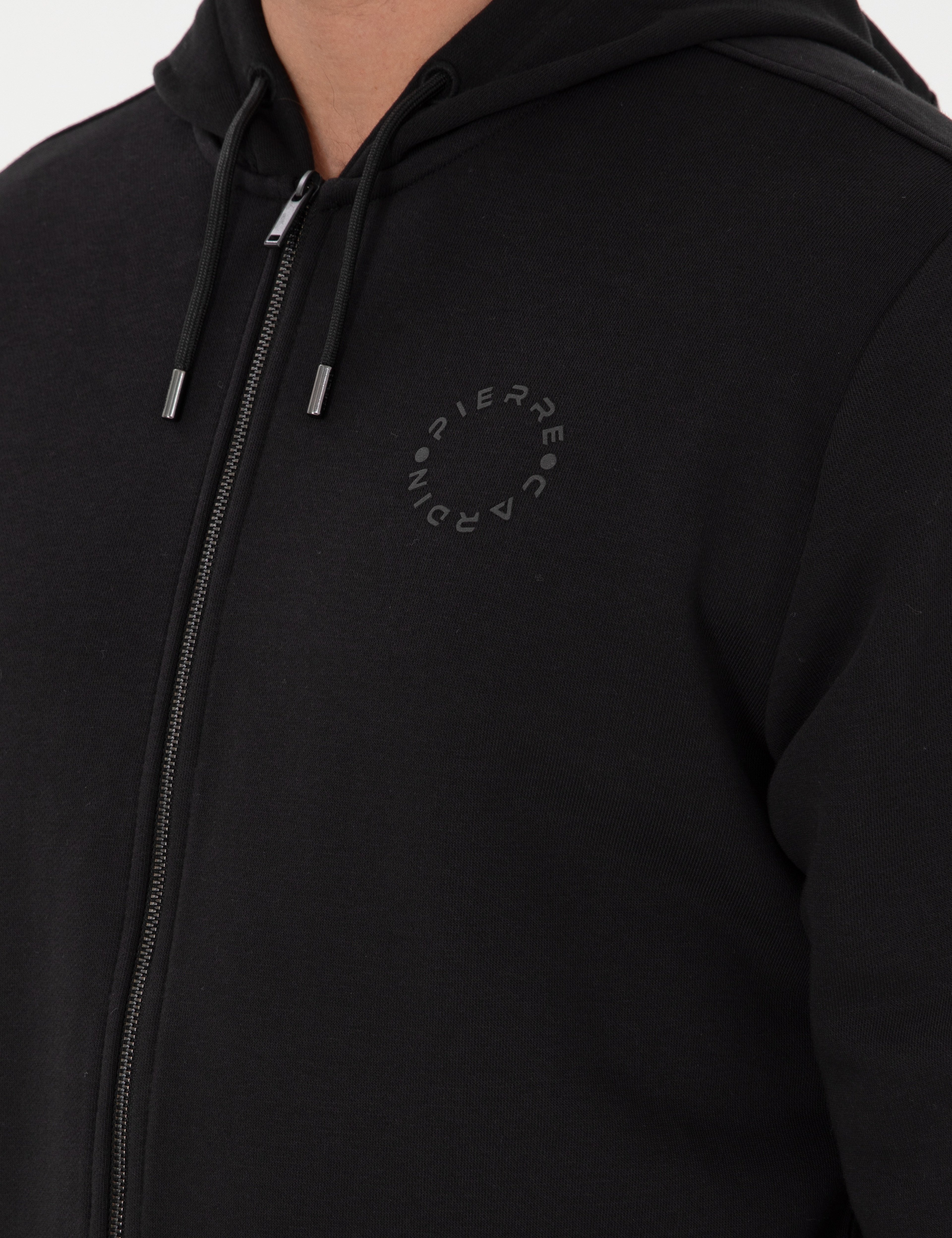 Siyah Regular Fit Fermuarlı Eşofman Üstü