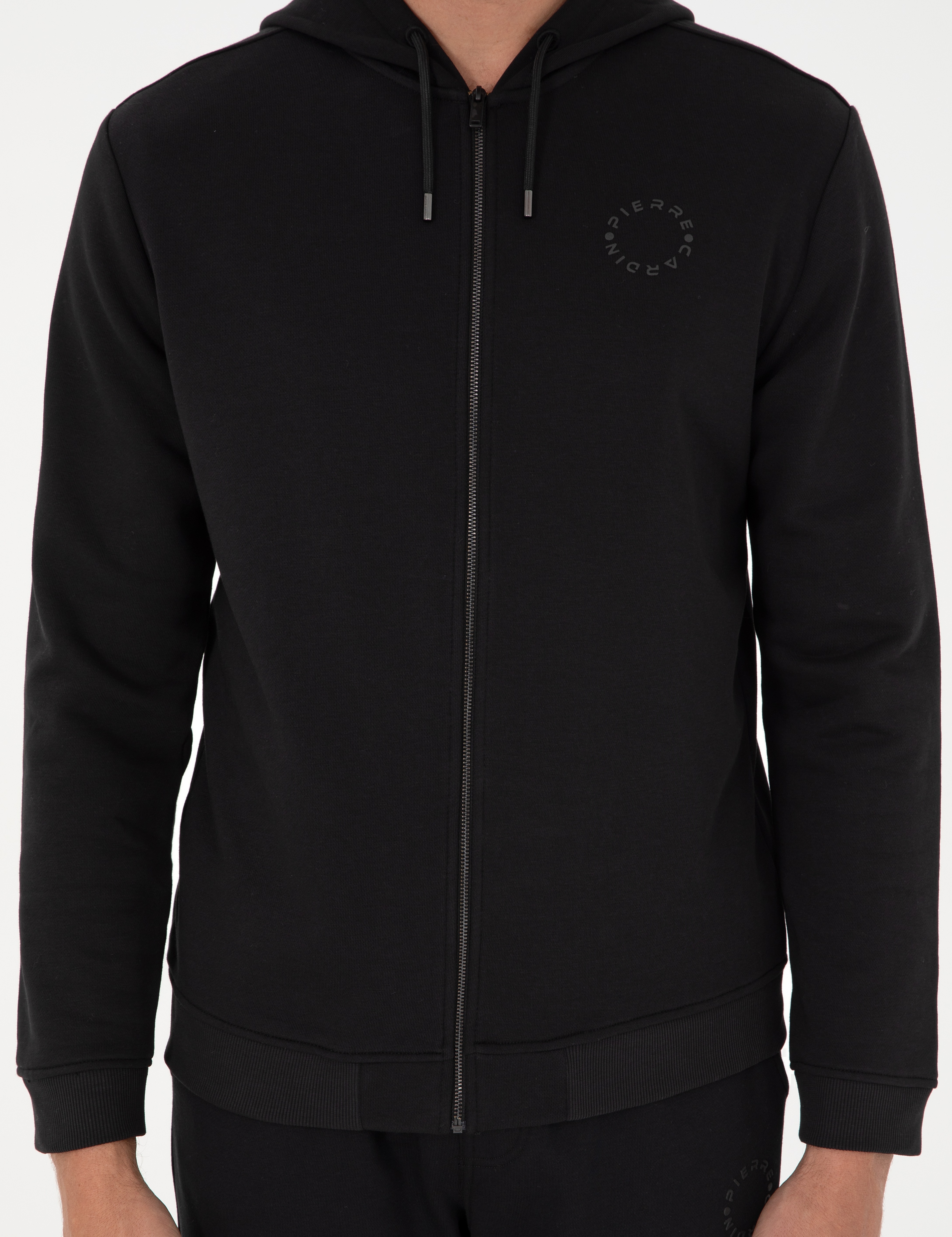 Siyah Regular Fit Fermuarlı Eşofman Üstü - Image 6