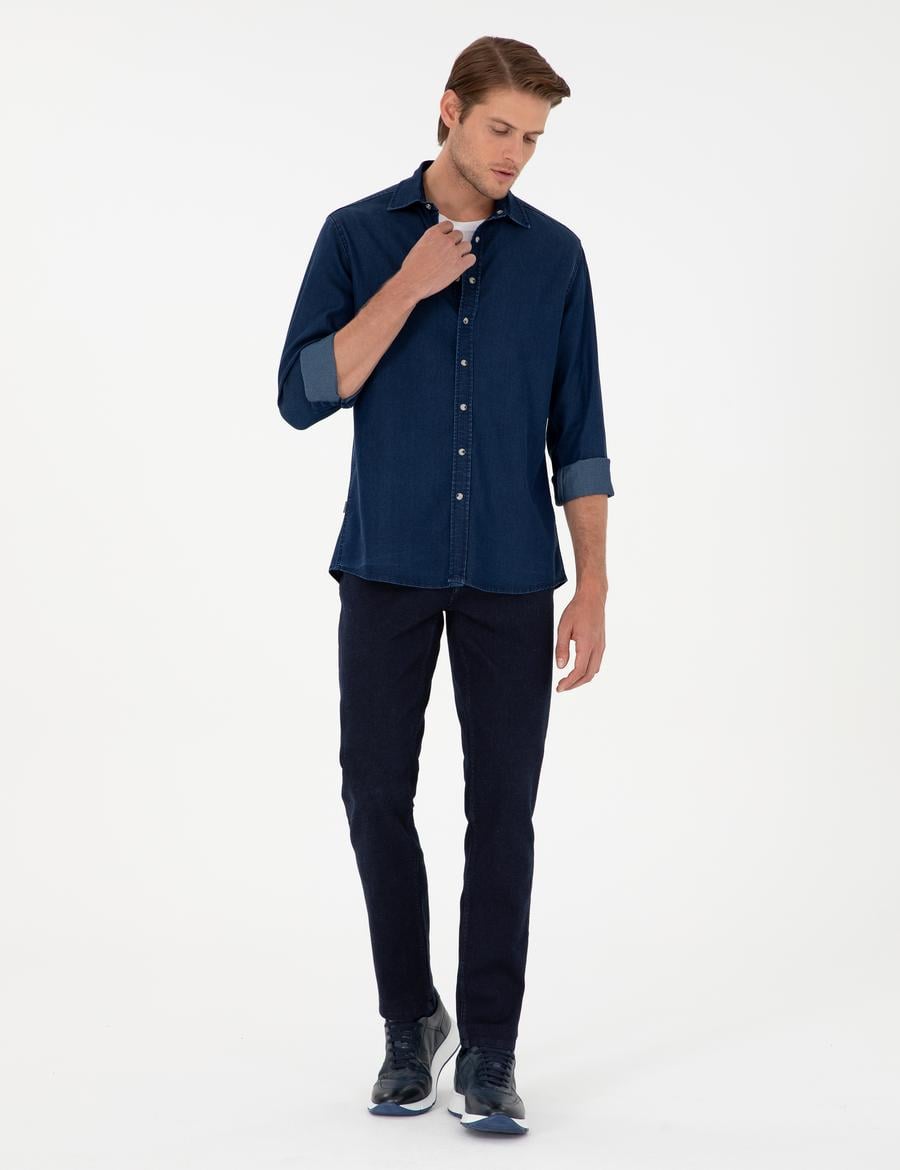 Lacivert Straight Fit Jean Pantolon