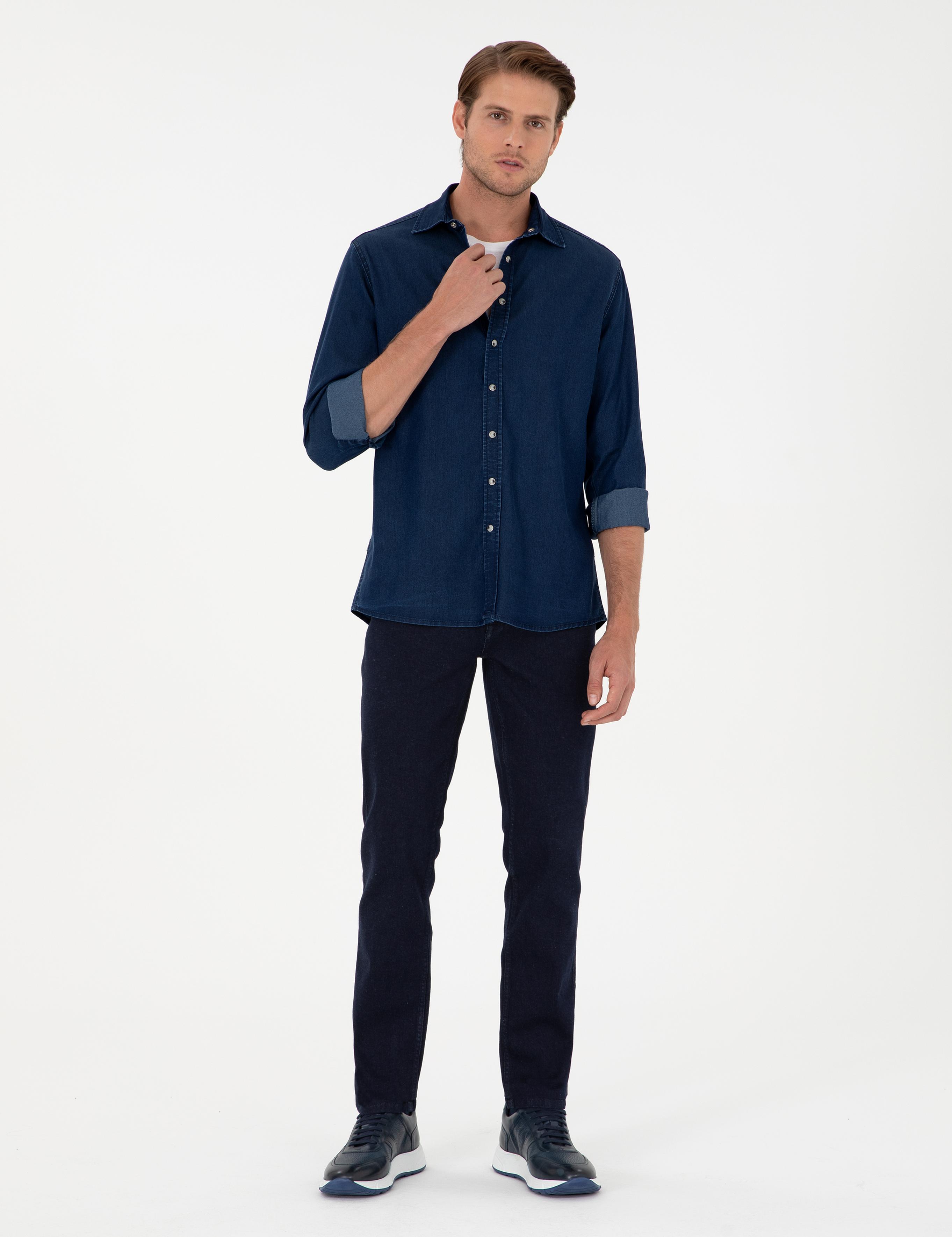 Lacivert Straight Fit Jean Pantolon