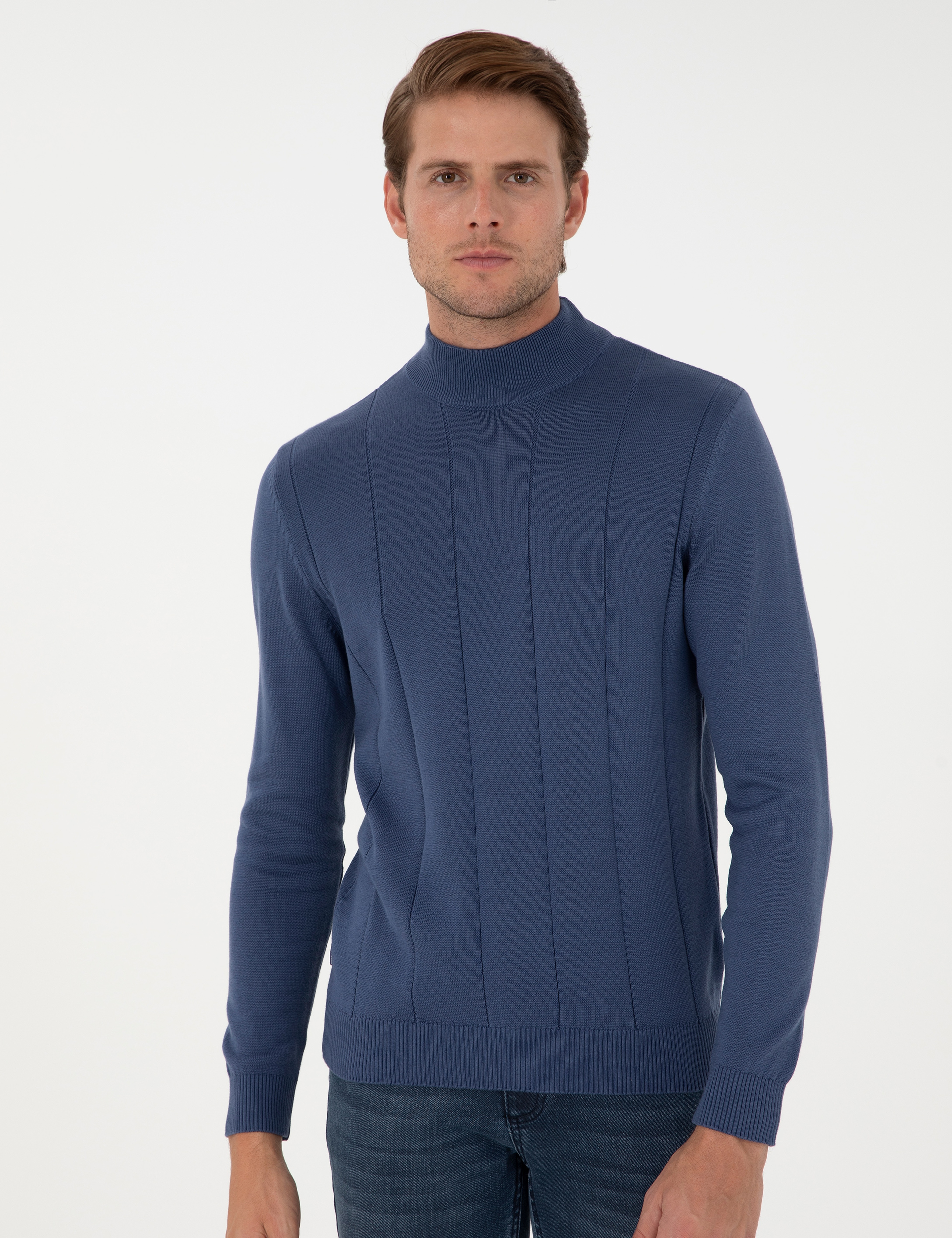İndigo Slim Fit Yarım Balıkçı Yaka Triko Kazak - Image 3