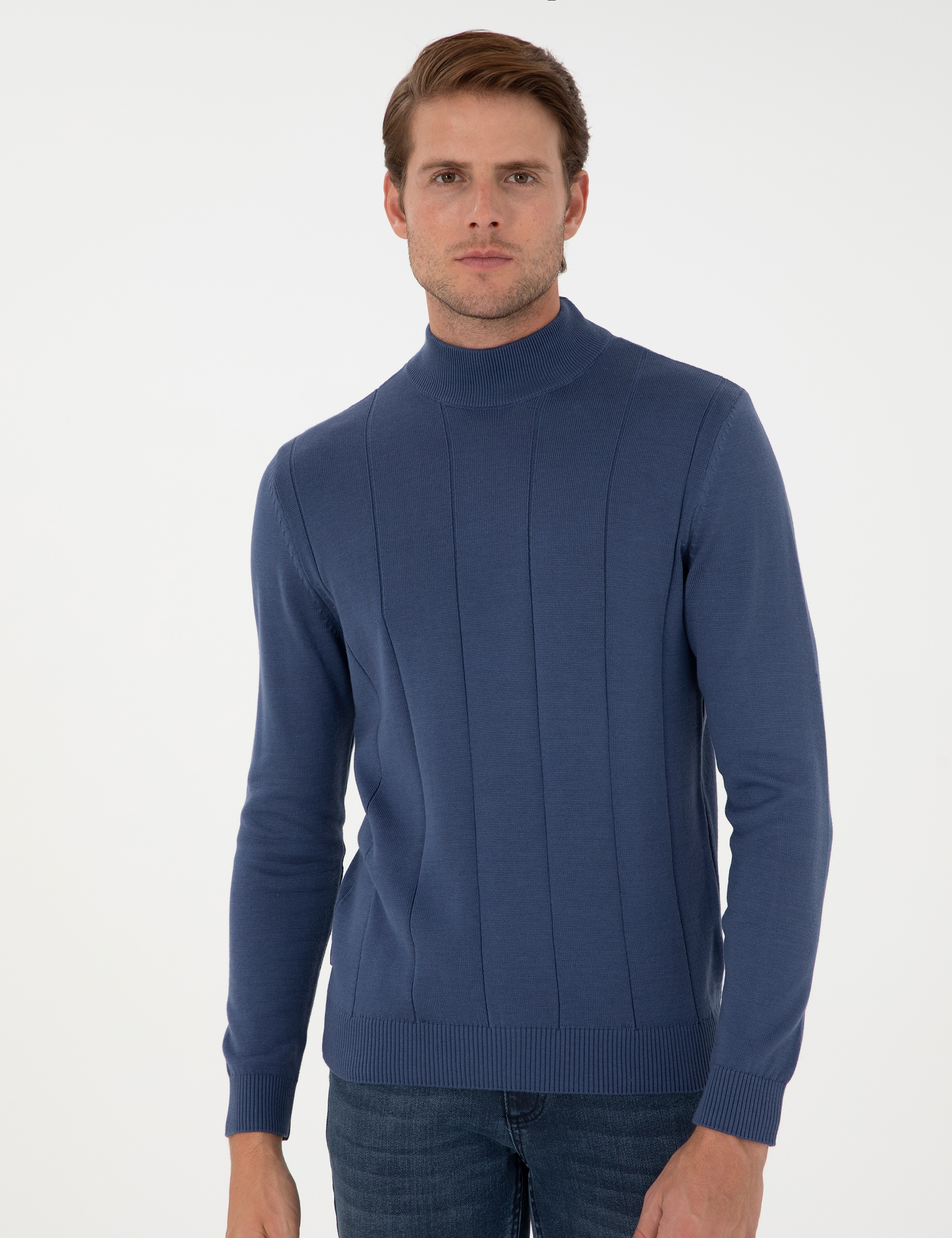 İndigo Slim Fit Yarım Balıkçı Yaka Triko Kazak