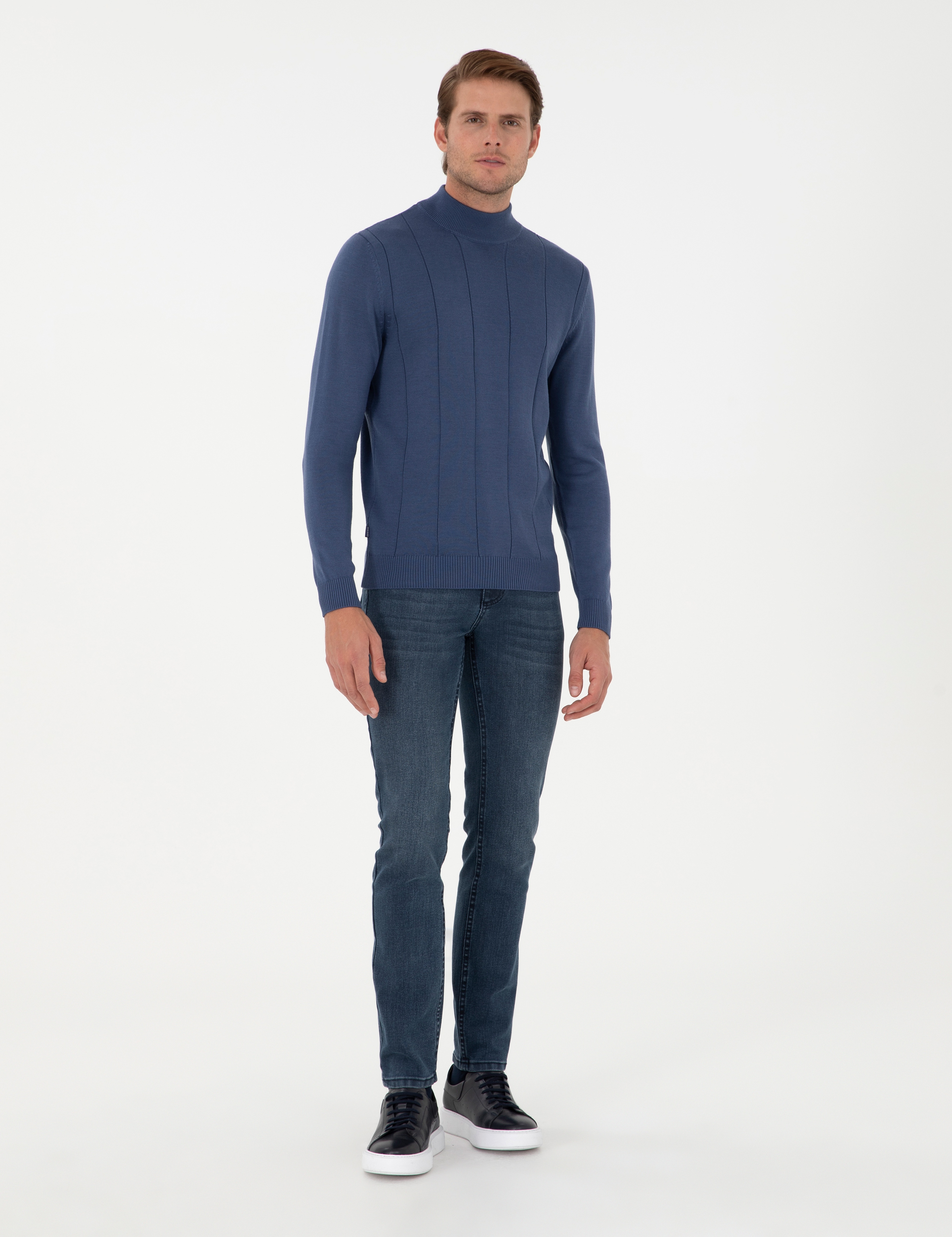İndigo Slim Fit Yarım Balıkçı Yaka Triko Kazak - Image 4