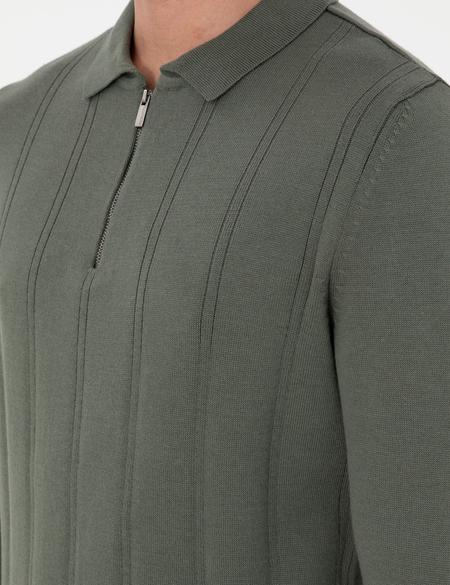 Duman Slim Fit Fermuarlı Polo Yaka Triko Kazak - 50300505037