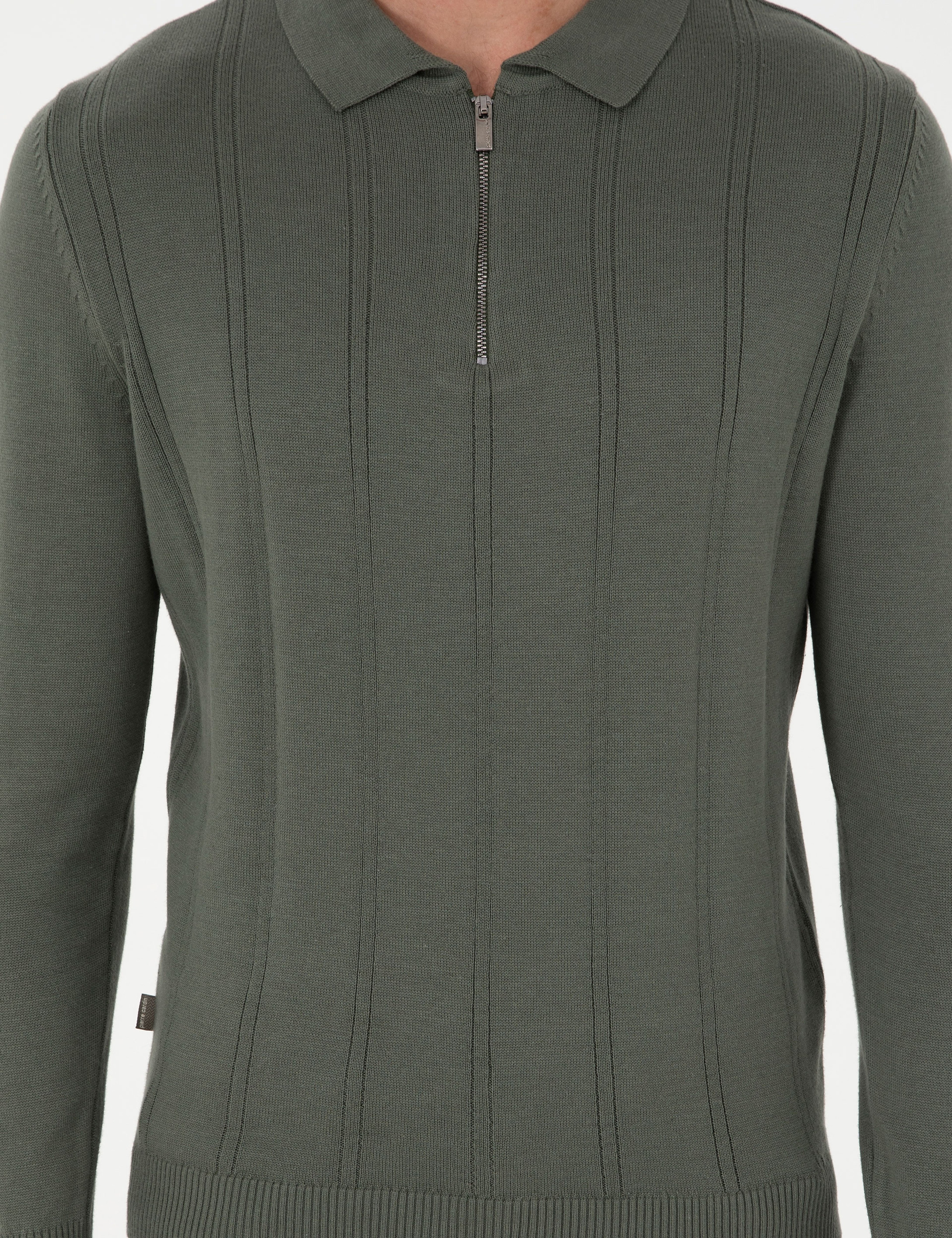 Duman Slim Fit Fermuarlı Polo Yaka Triko Kazak - Image 6