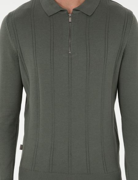 Duman Slim Fit Fermuarlı Polo Yaka Triko Kazak - 50300505037