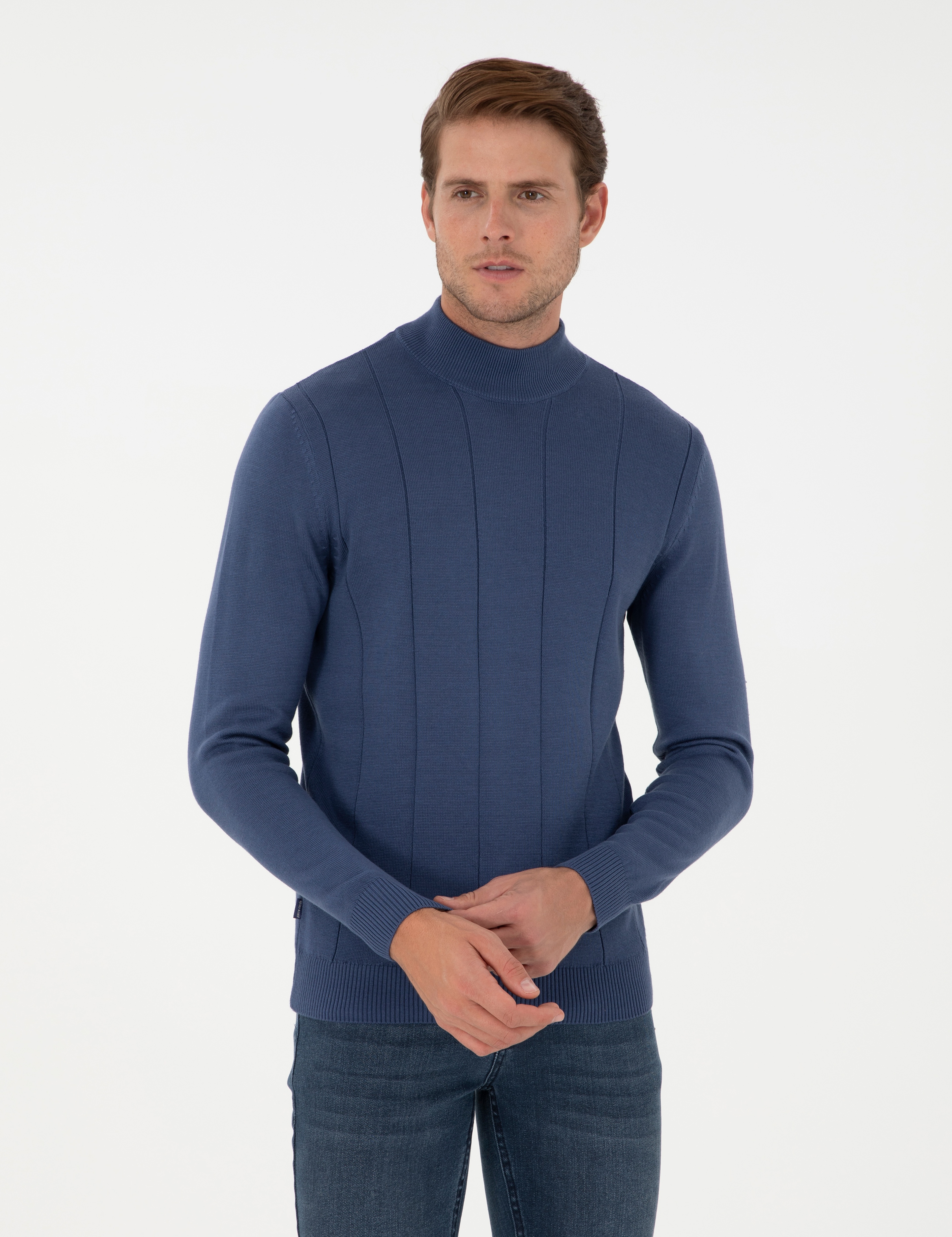 İndigo Slim Fit Yarım Balıkçı Yaka Triko Kazak - Image 1