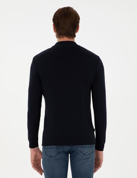 Lacivert Slim Fit Yarım Balıkçı Yaka Triko Kazak - 50300460018