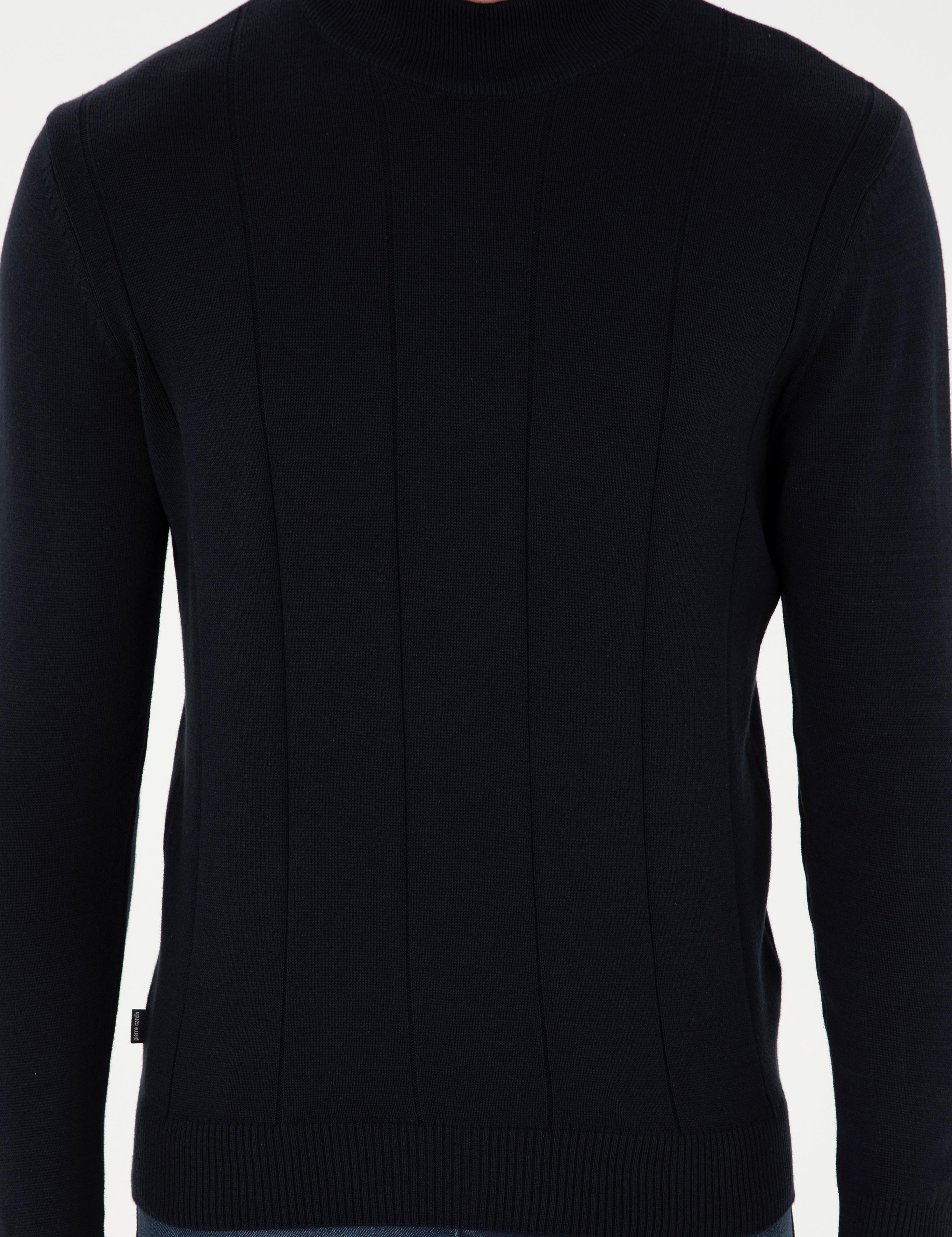 Lacivert Slim Fit Yarım Balıkçı Yaka Triko Kazak