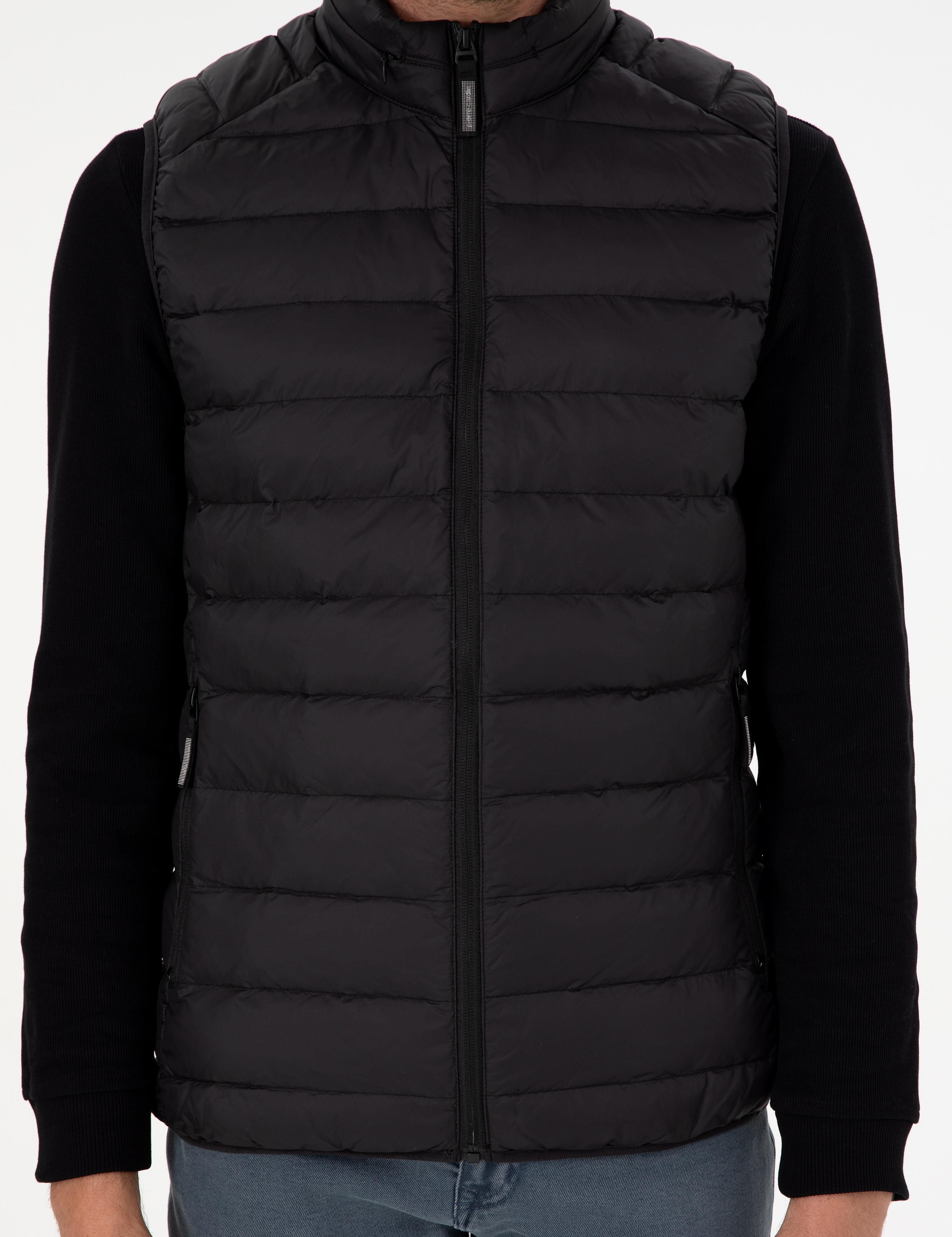 Siyah Cropped Slim Yelek