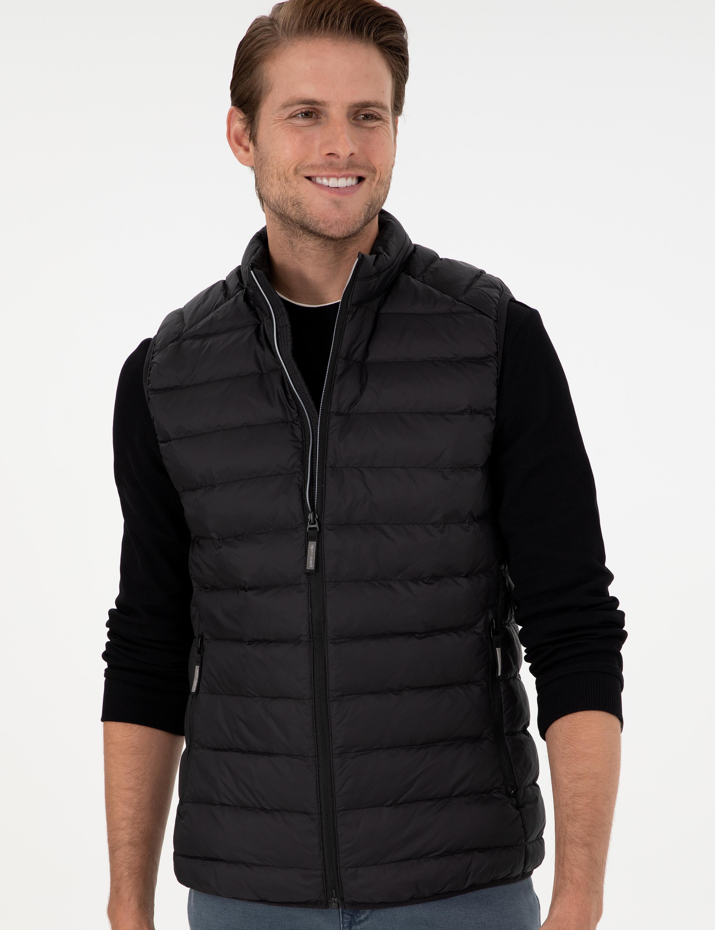 Siyah Cropped Slim Yelek