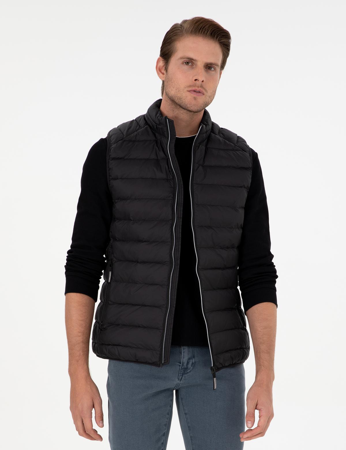 Siyah Cropped Slim Yelek