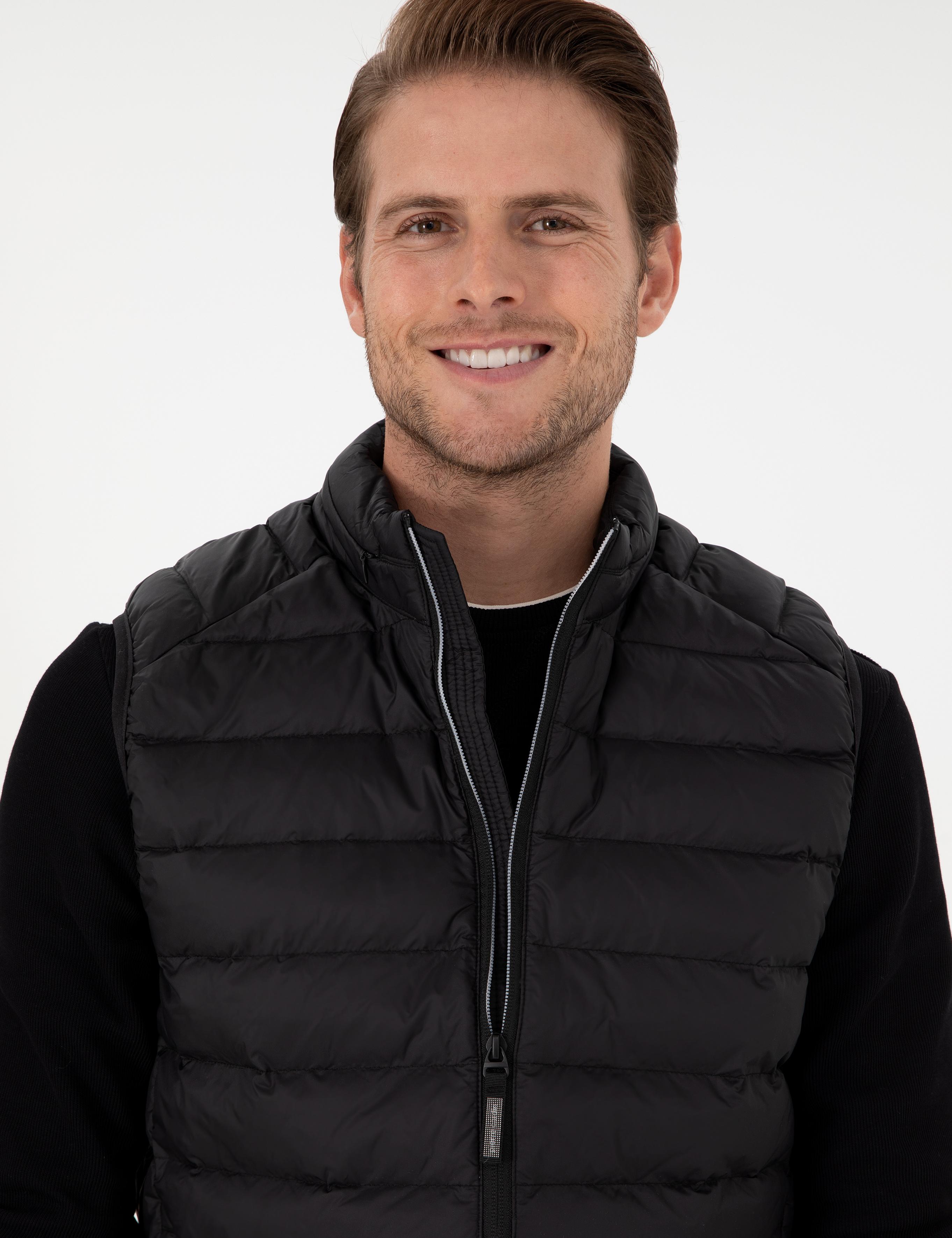 Siyah Cropped Slim Yelek