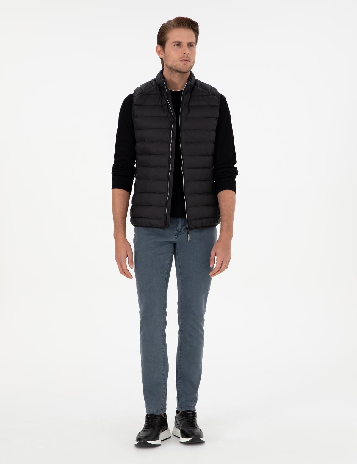 Siyah Cropped Slim Yelek - 50292913013