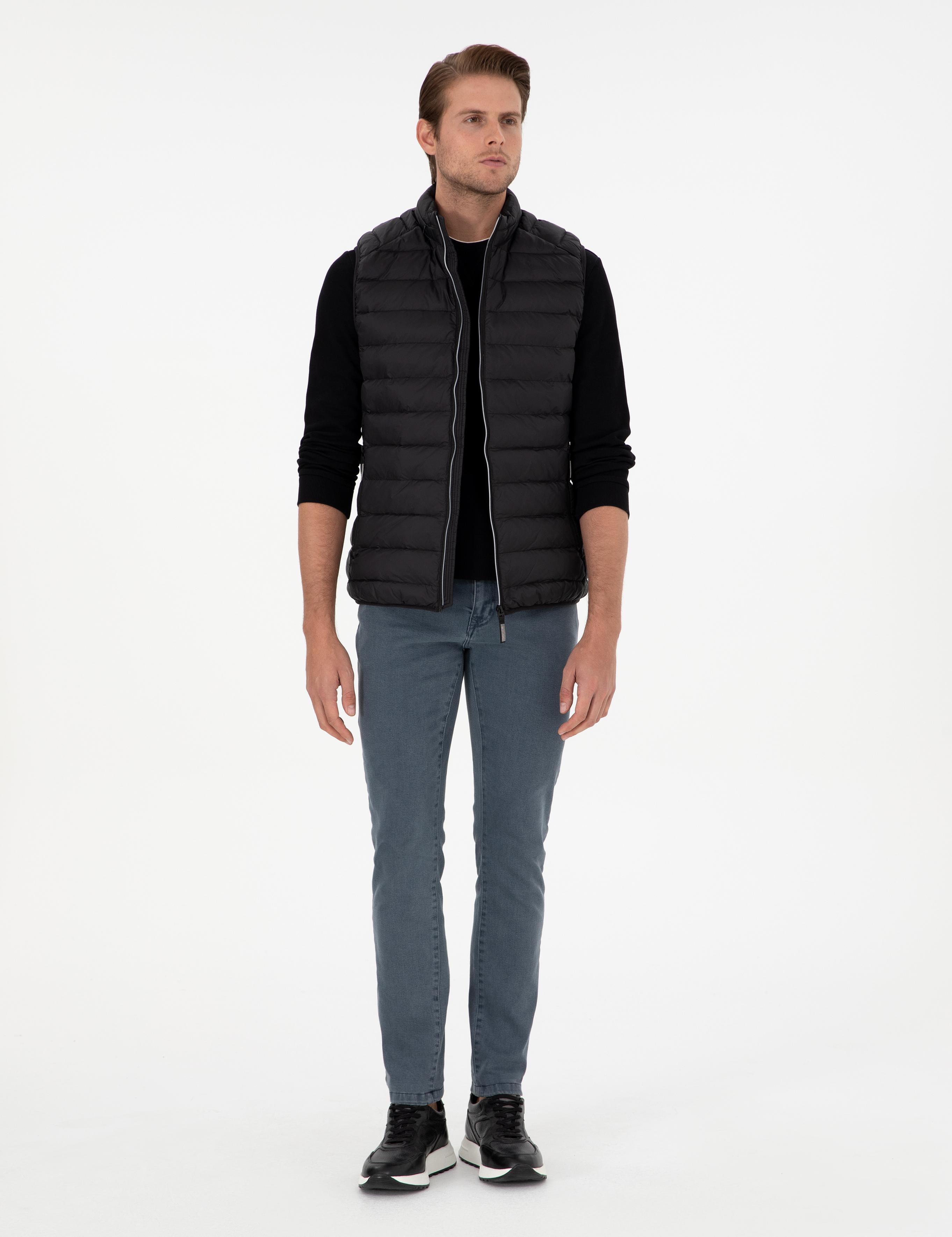 Siyah Cropped Slim Yelek