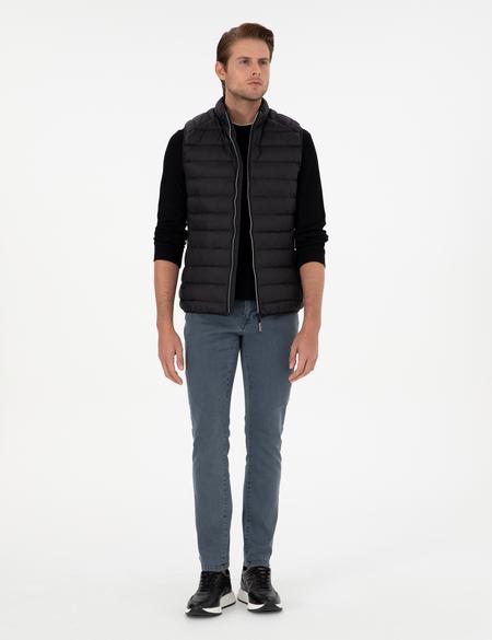 Siyah Cropped Slim Yelek - 50292913013