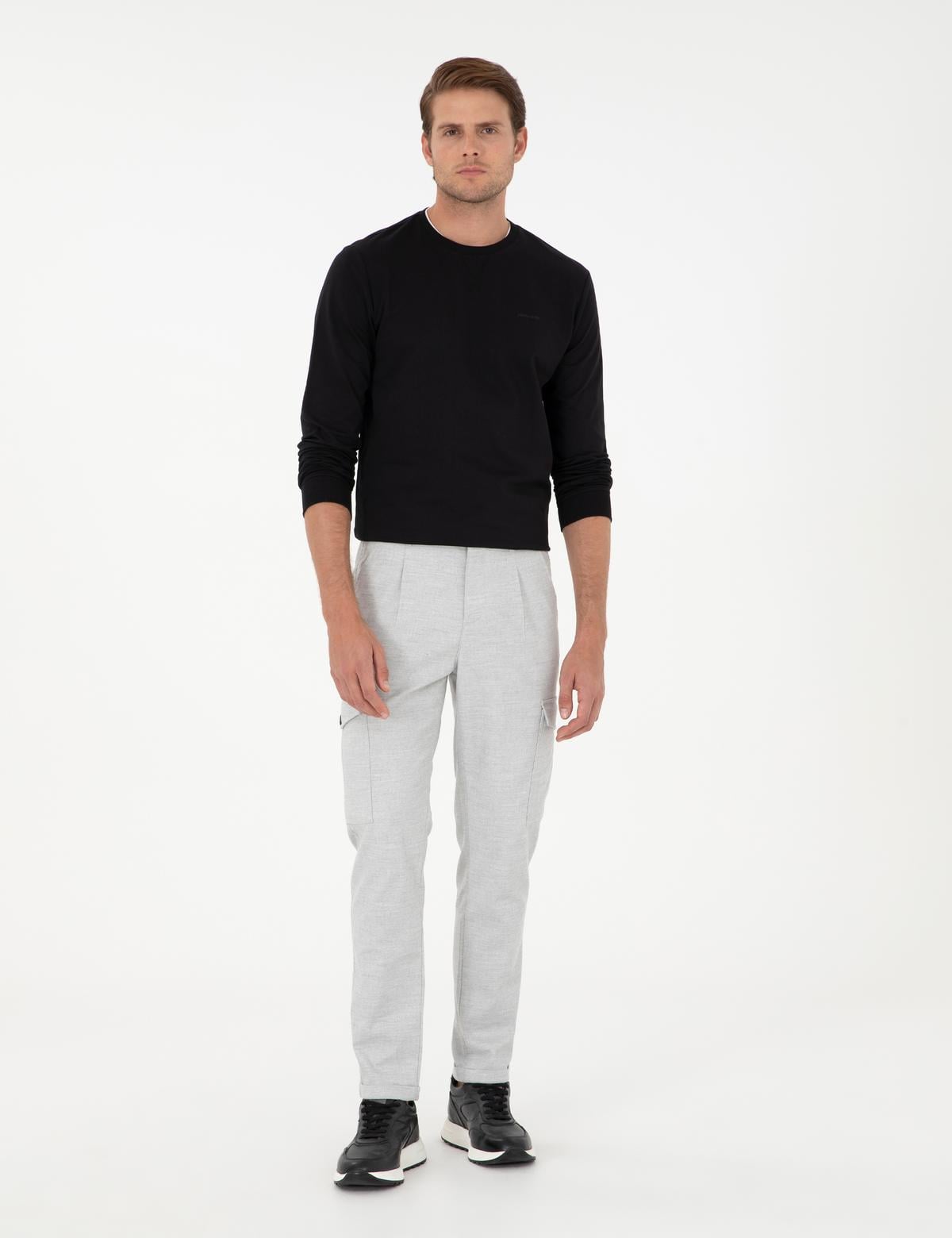 Açık Gri Carrot Fit Jogger Kanvas Pantolon