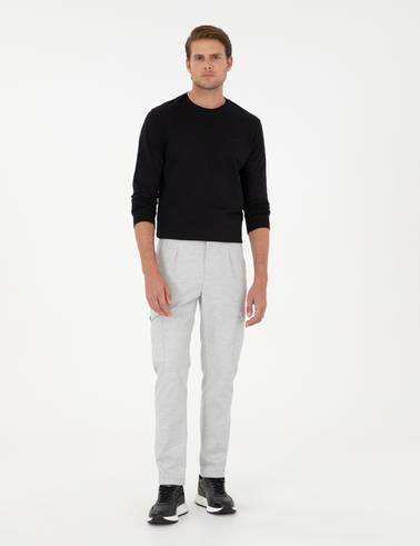 Açık Gri Carrot Fit Jogger Kanvas Pantolon