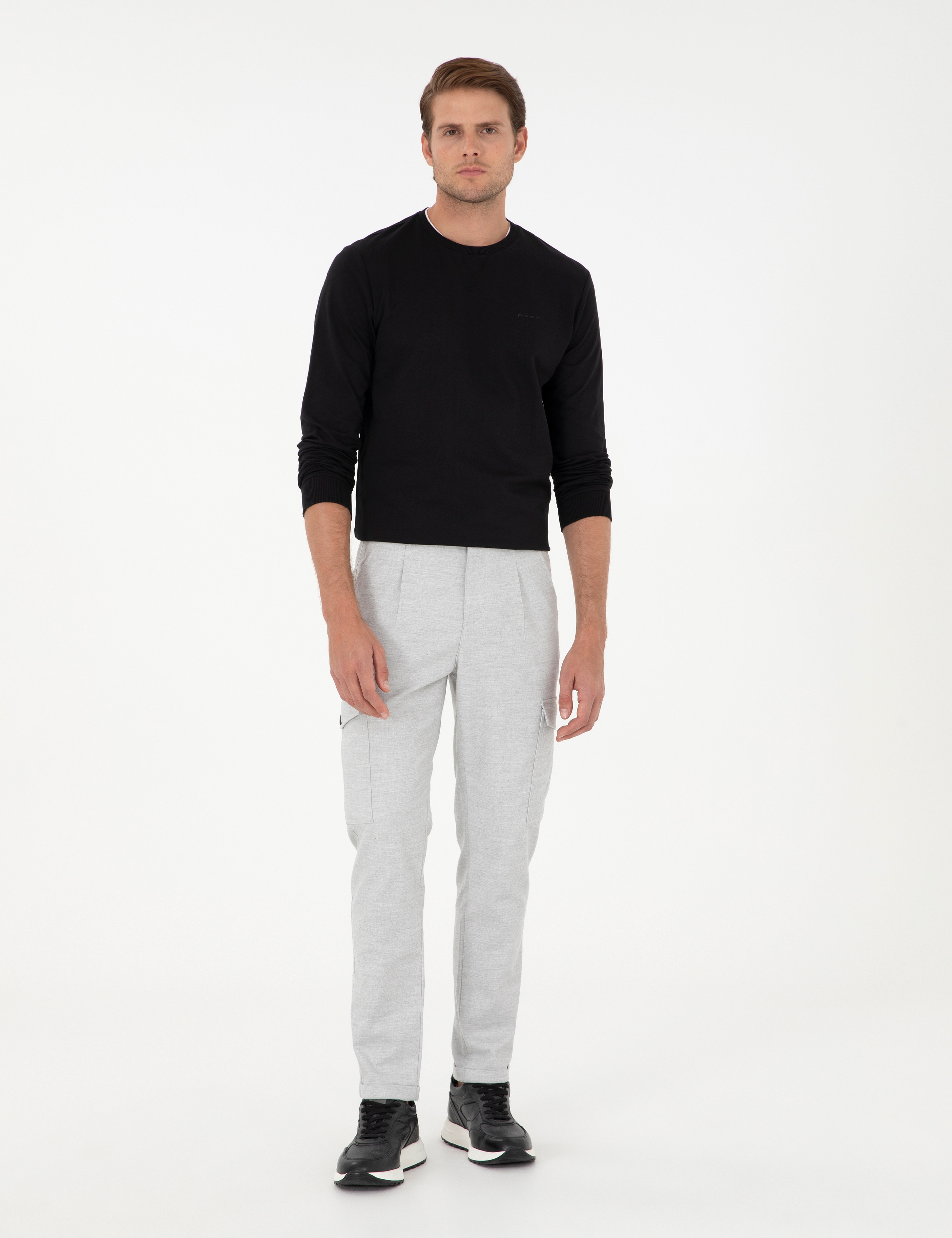 Açık Gri Carrot Fit Jogger Kanvas Pantolon - Image 1