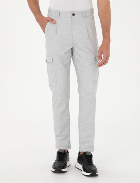 Açık Gri Carrot Fit Jogger Kanvas Pantolon - 50292496071