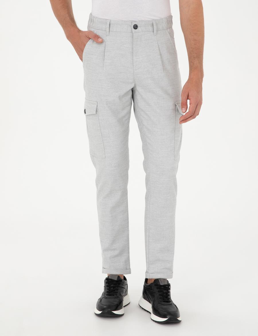 Açık Gri Carrot Fit Jogger Kanvas Pantolon