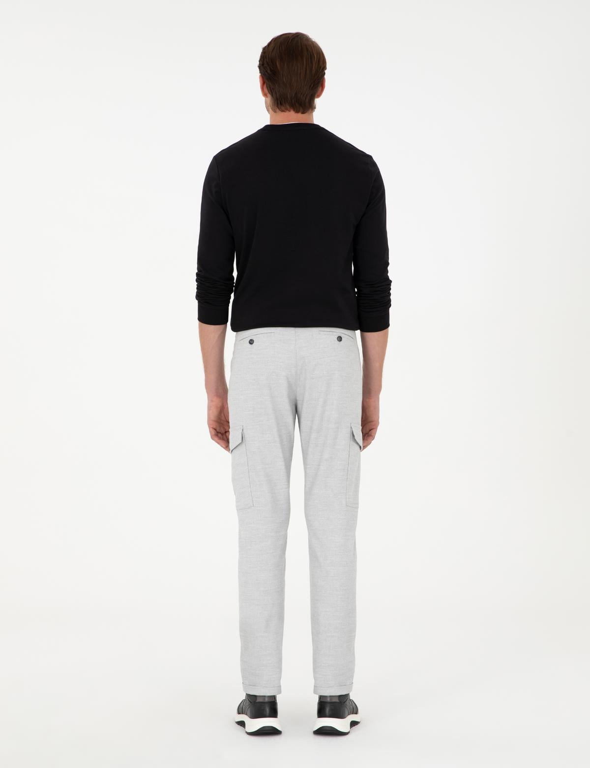 Açık Gri Carrot Fit Jogger Kanvas Pantolon - 50292496071