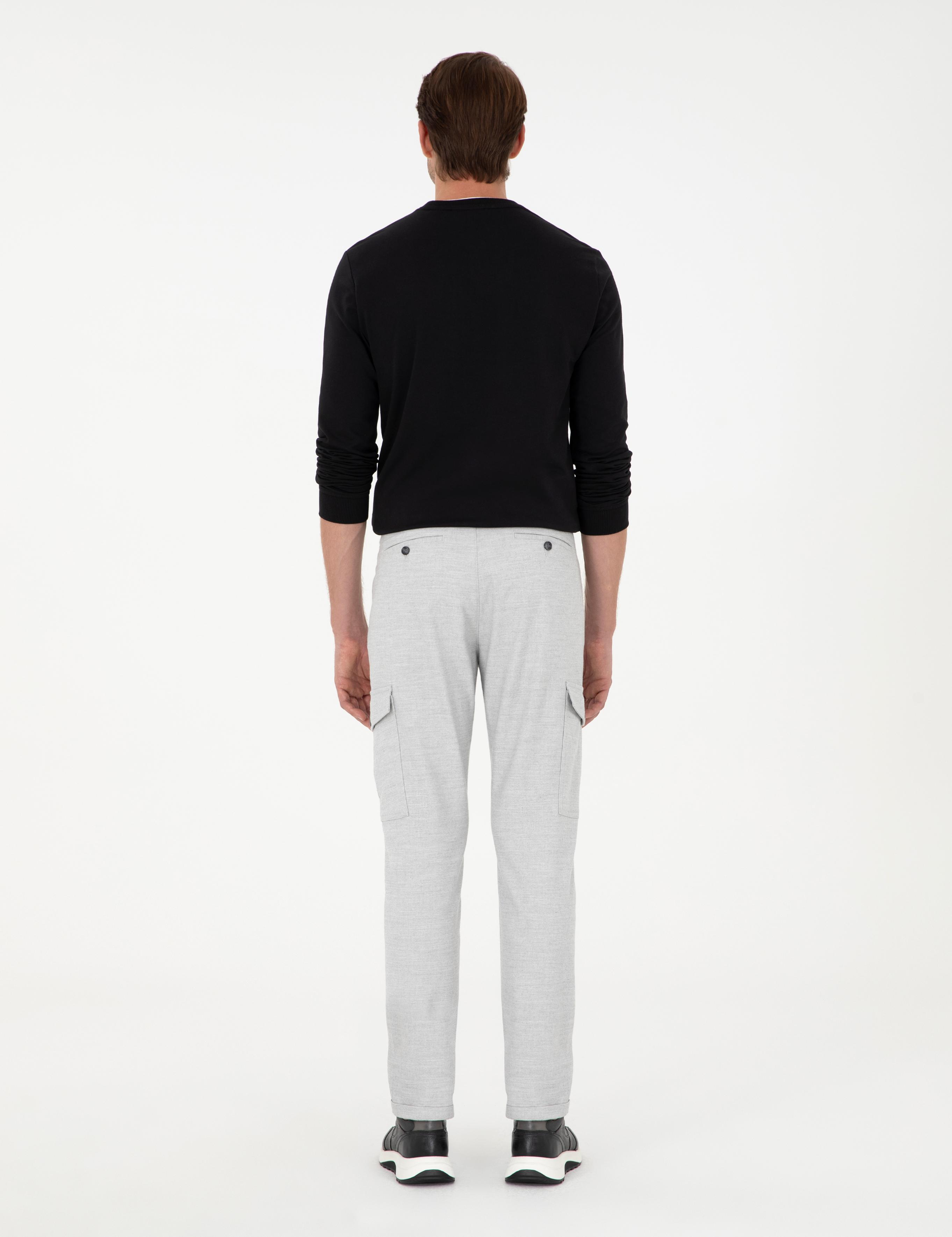 Açık Gri Carrot Fit Jogger Kanvas Pantolon