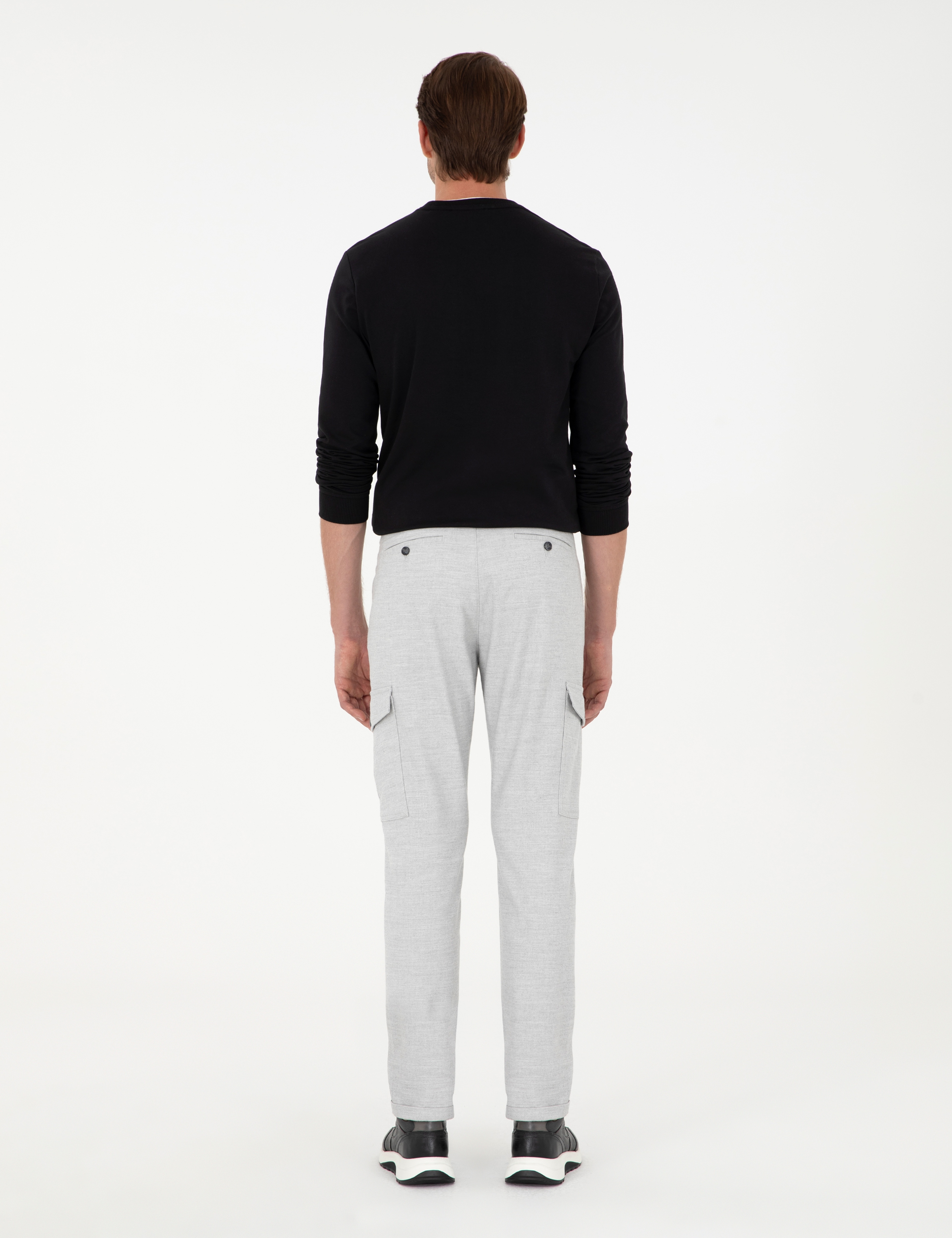 Açık Gri Carrot Fit Jogger Kanvas Pantolon - Image 4