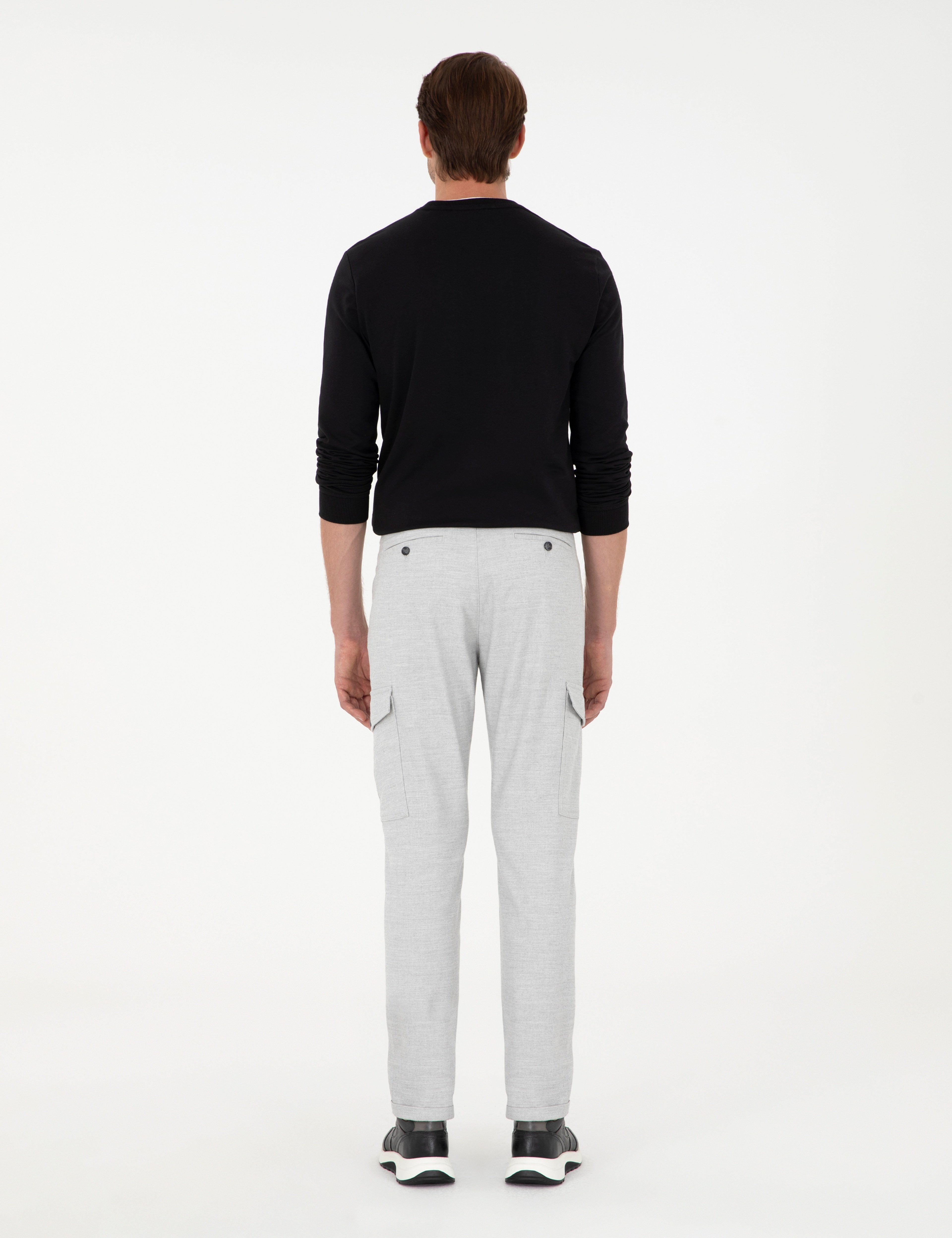 Açık Gri Carrot Fit Jogger Kanvas Pantolon