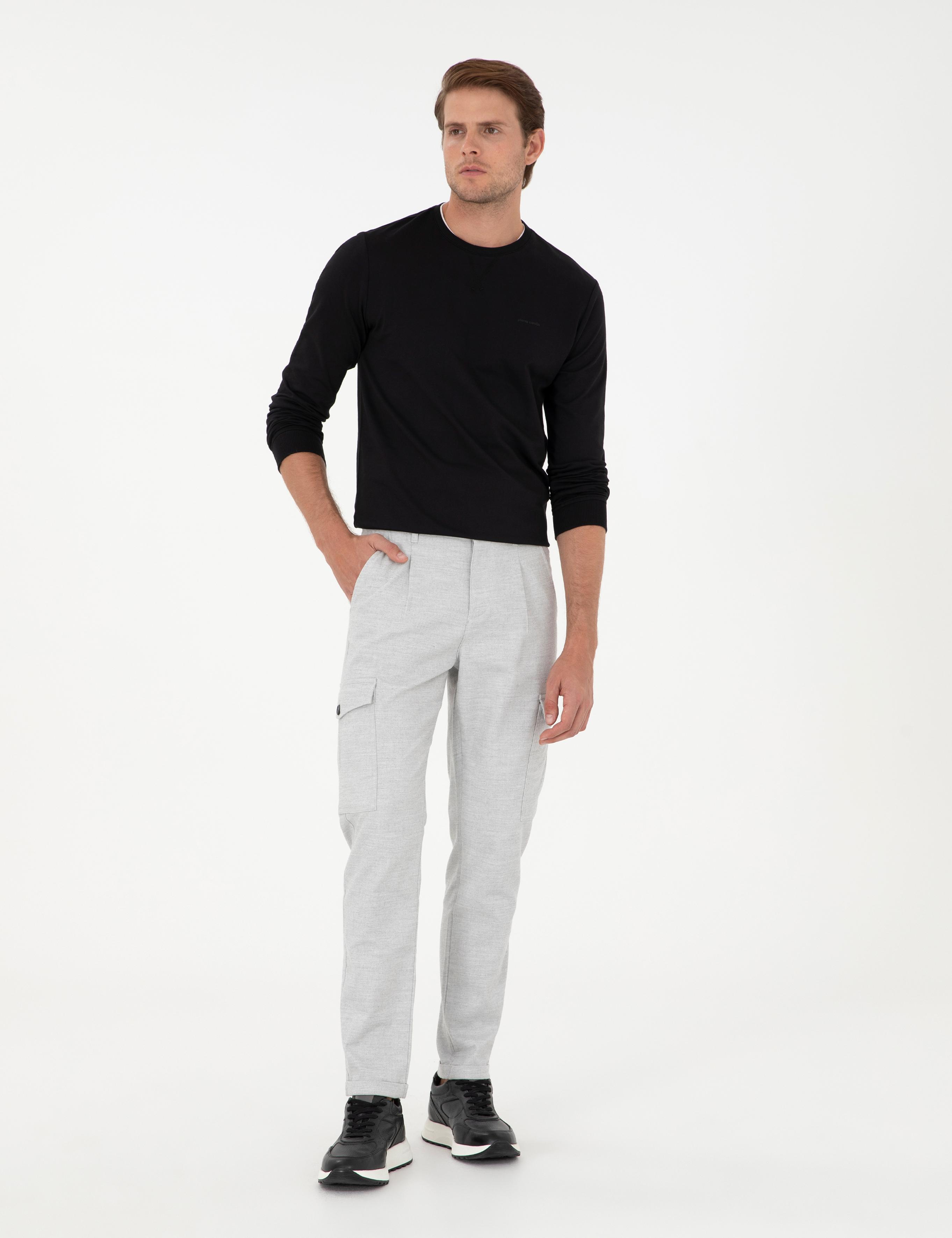 Açık Gri Carrot Fit Jogger Kanvas Pantolon