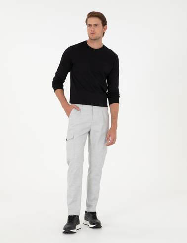 Açık Gri Carrot Fit Jogger Kanvas Pantolon
