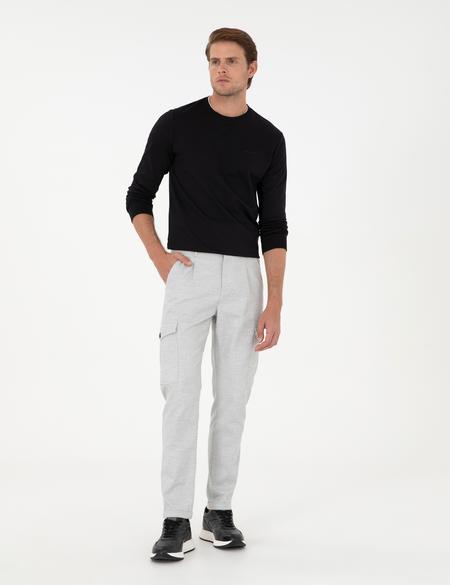 Açık Gri Carrot Fit Jogger Kanvas Pantolon - 50292496071