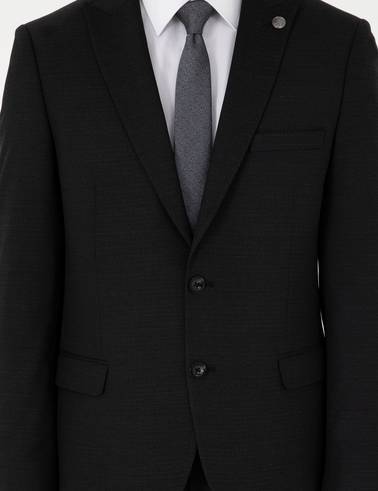 Siyah Extra Slim Fit Yünlü Takım Elbise