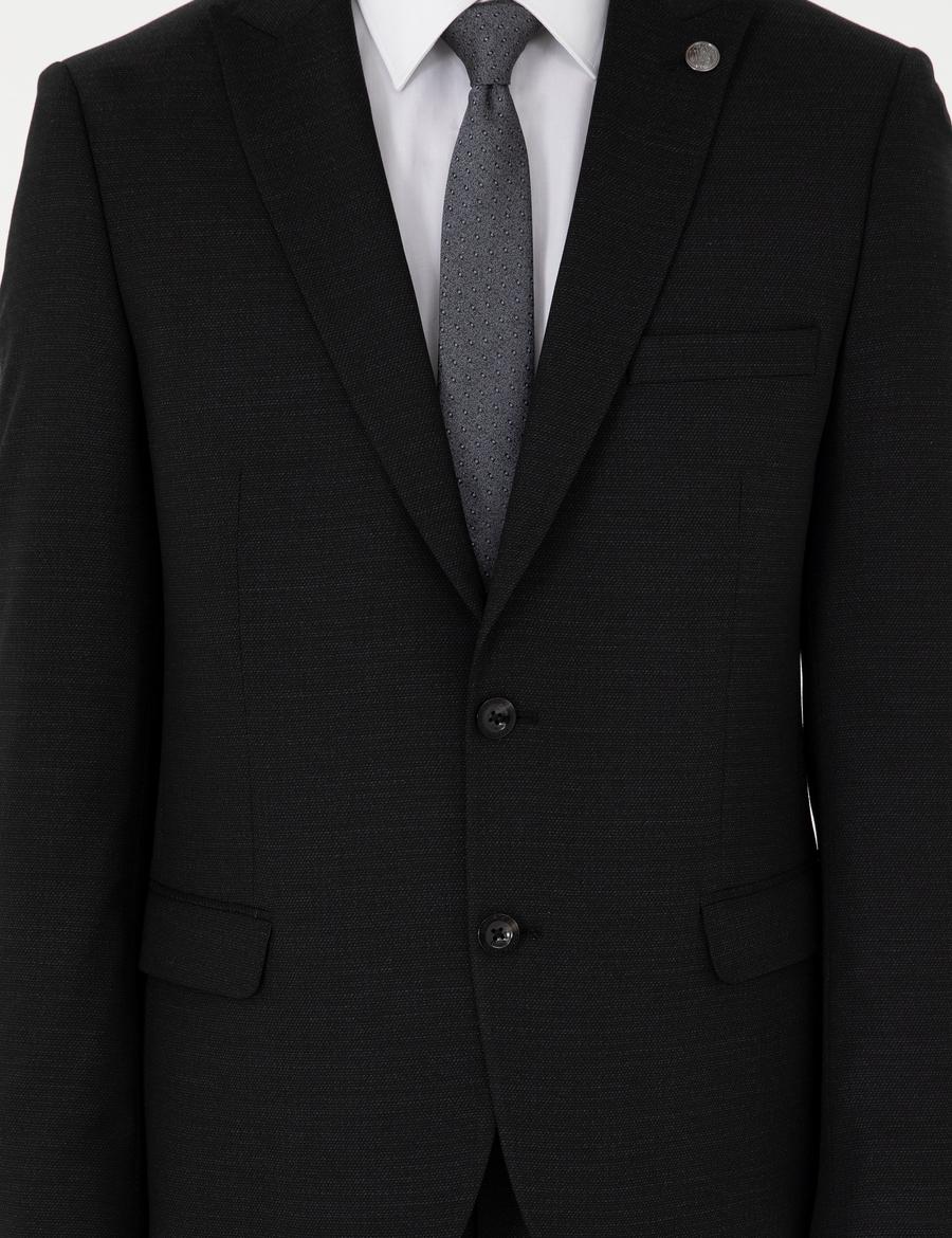 Siyah Ex. Slim Fit Yünlü Takım Elbise