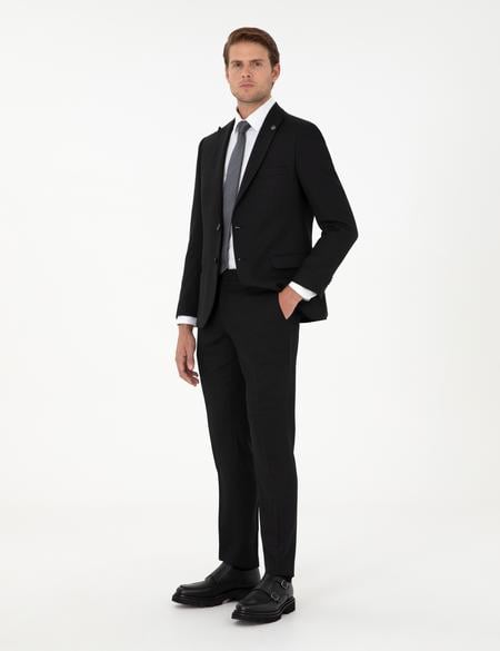 Siyah Ex. Slim Fit Yünlü Takım Elbise - 50291976014