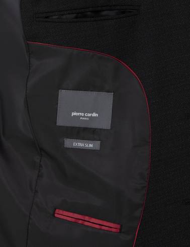 Siyah Extra Slim Fit Yünlü Takım Elbise