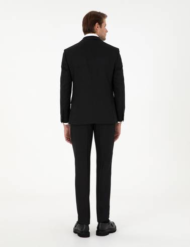 Siyah Extra Slim Fit Yünlü Takım Elbise