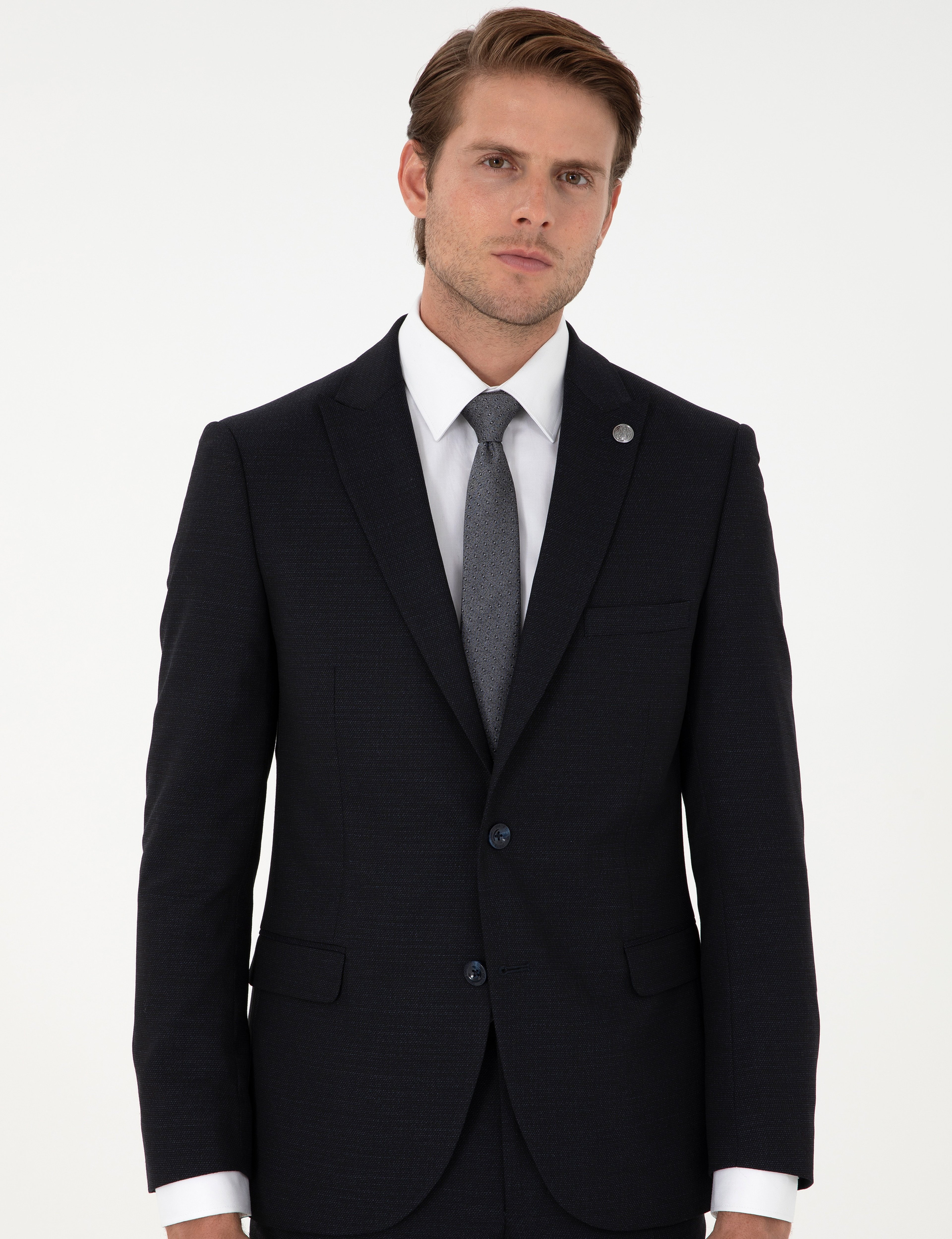 Lacivert Extra Slim Fit Yünlü Takım Elbise